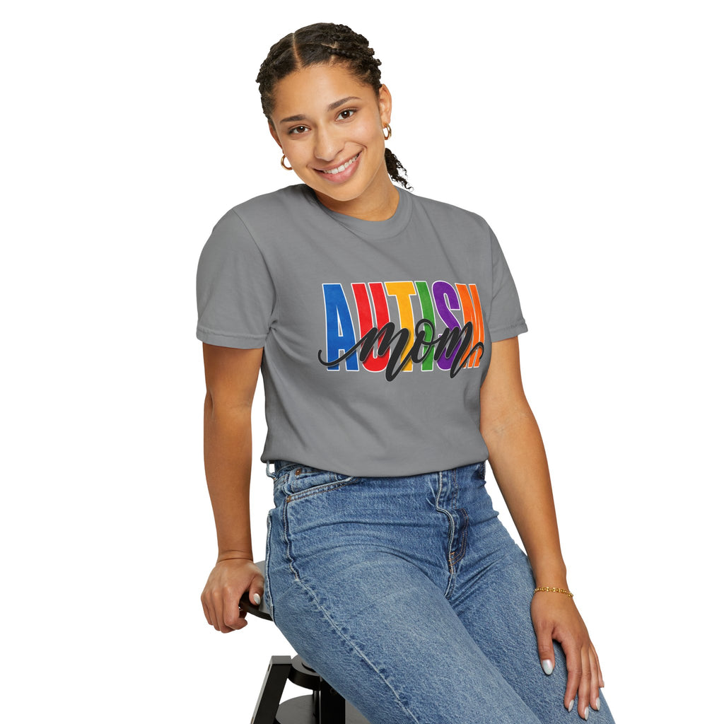 Autism Mom Shirt Autism Mom T Shirt Rainbow Block Letter Tee Script Mom Graphic Autism Awareness Autism Acceptance Gift for Mom