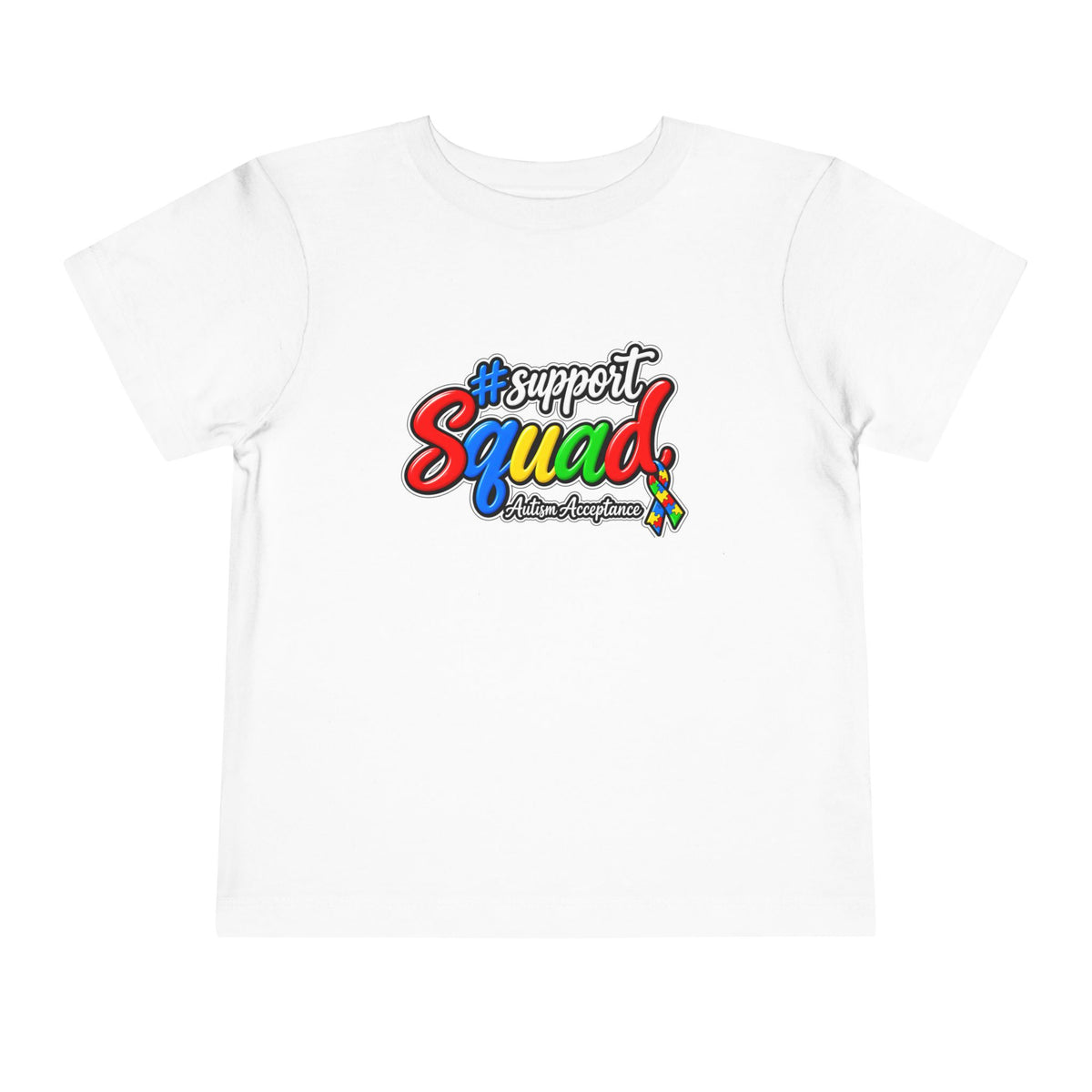 Support Squad Toddler Tee, Autism Awareness Puzzle Ribbon Shirt, Matching Family Toddler Autism Acceptance Gift