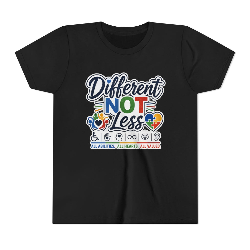 Youth Tee — "Different Not Less" Inclusive Pride Autism Awareness Shirt