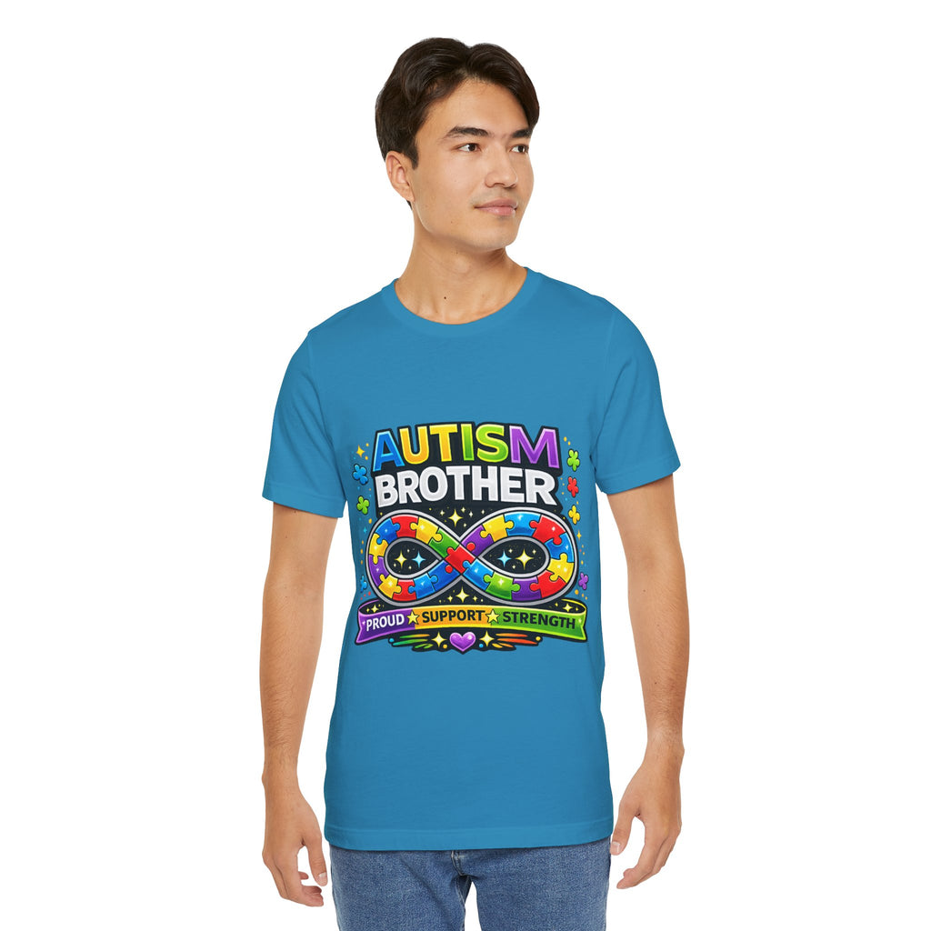 Autism Brother Infinity Puzzle Ribbon T-Shirt | Proud Support Strength