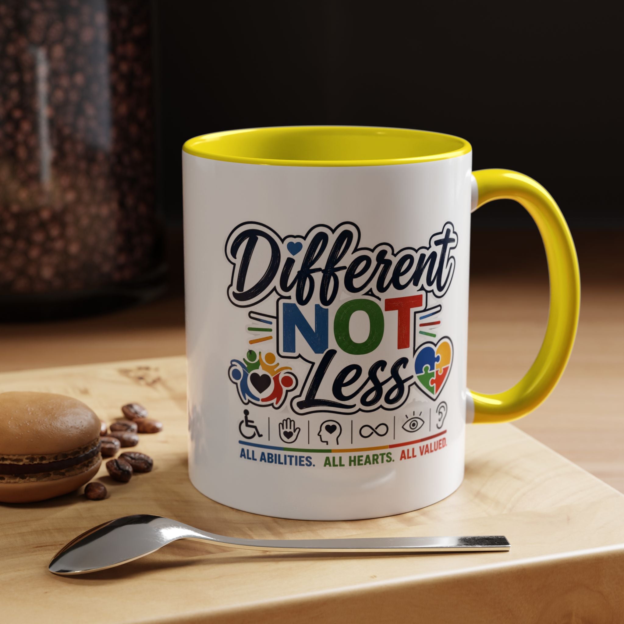 Different Not Less Accent Coffee Mug – Disability Pride Inspirational 11/15oz