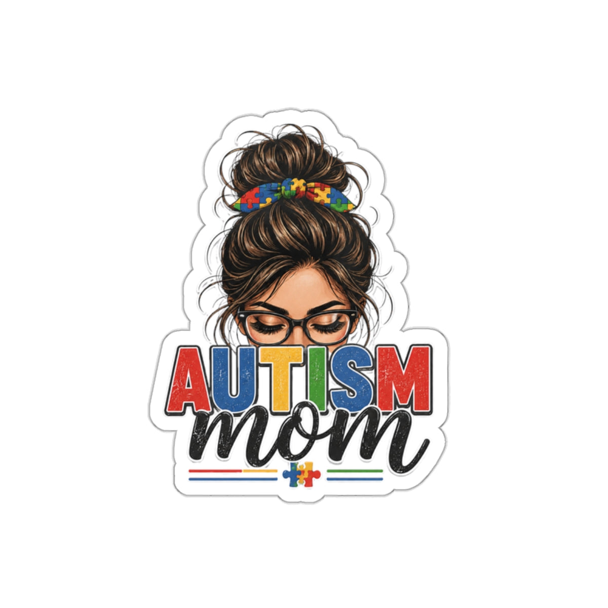 Autism Mom Sticker Autism Acceptance Vinyl Decal Puzzle Ribbon Waterproof Die Cut Sticker Laptop Water Bottle Mom Gift