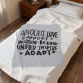 Advocate Support Inclusion Love Velveteen Blanket, Inspiring Word Art Throw, Disability Awareness Gift, Inclusive Cozy Home Decor