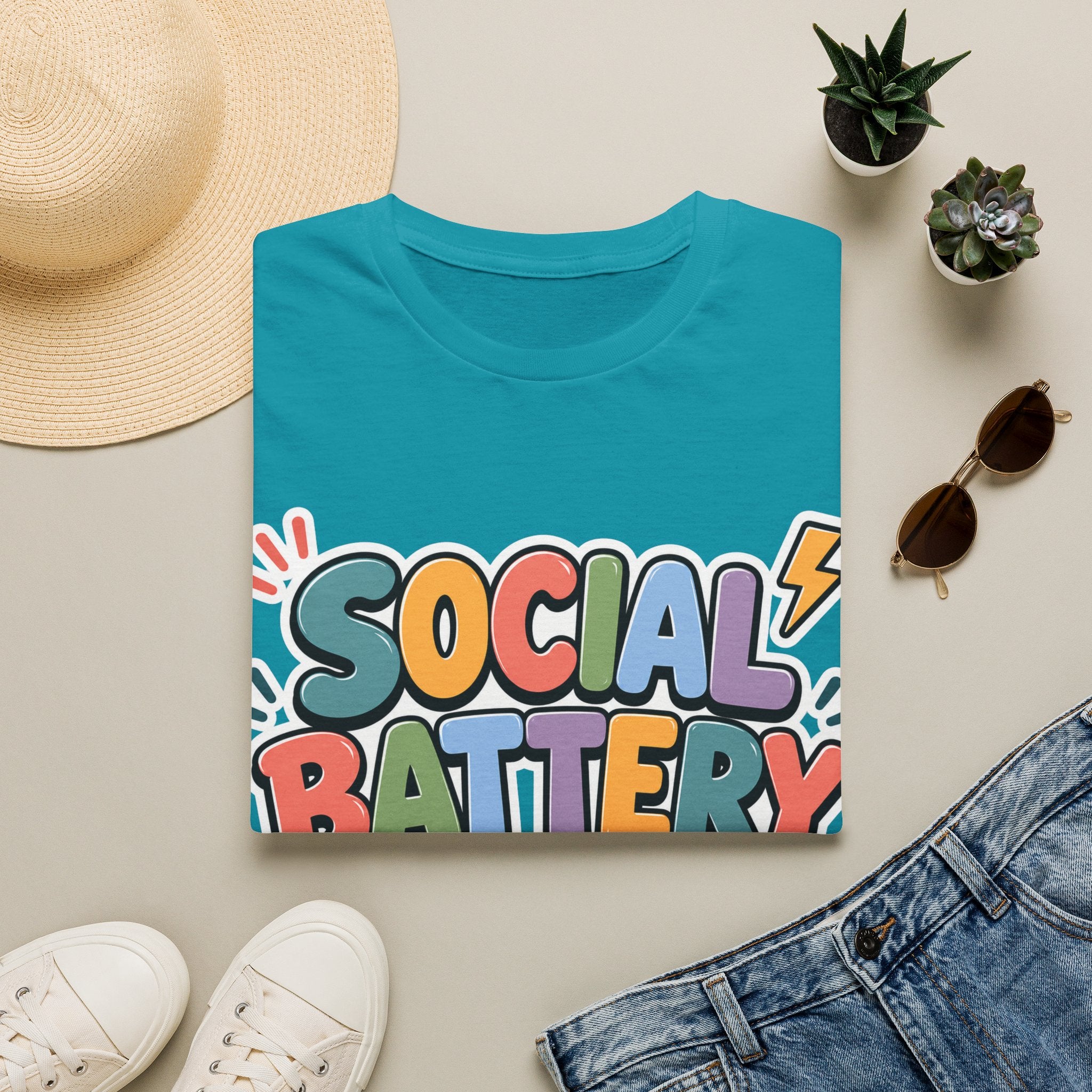Social Battery Drained T-Shirt — Funny Introvert Graphic Tee