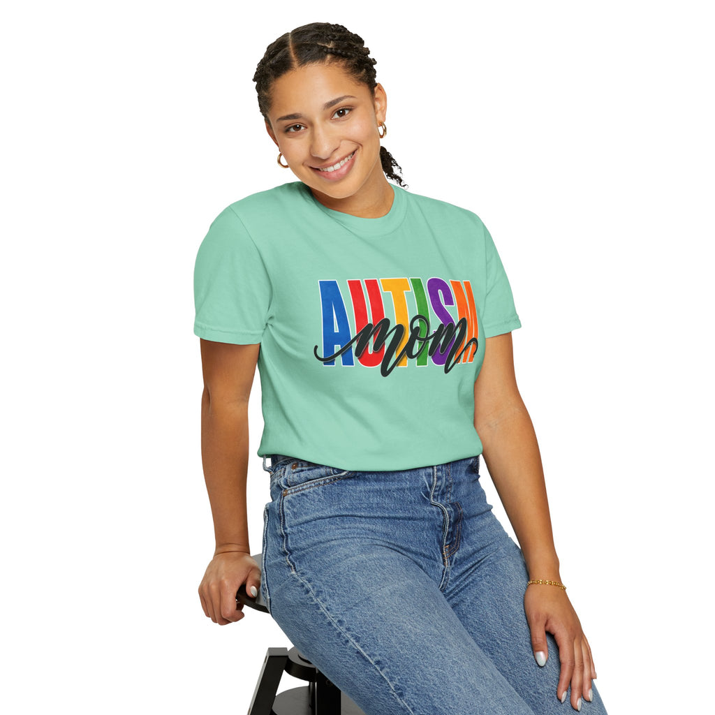 Autism Mom Shirt Autism Mom T Shirt Rainbow Block Letter Tee Script Mom Graphic Autism Awareness Autism Acceptance Gift for Mom