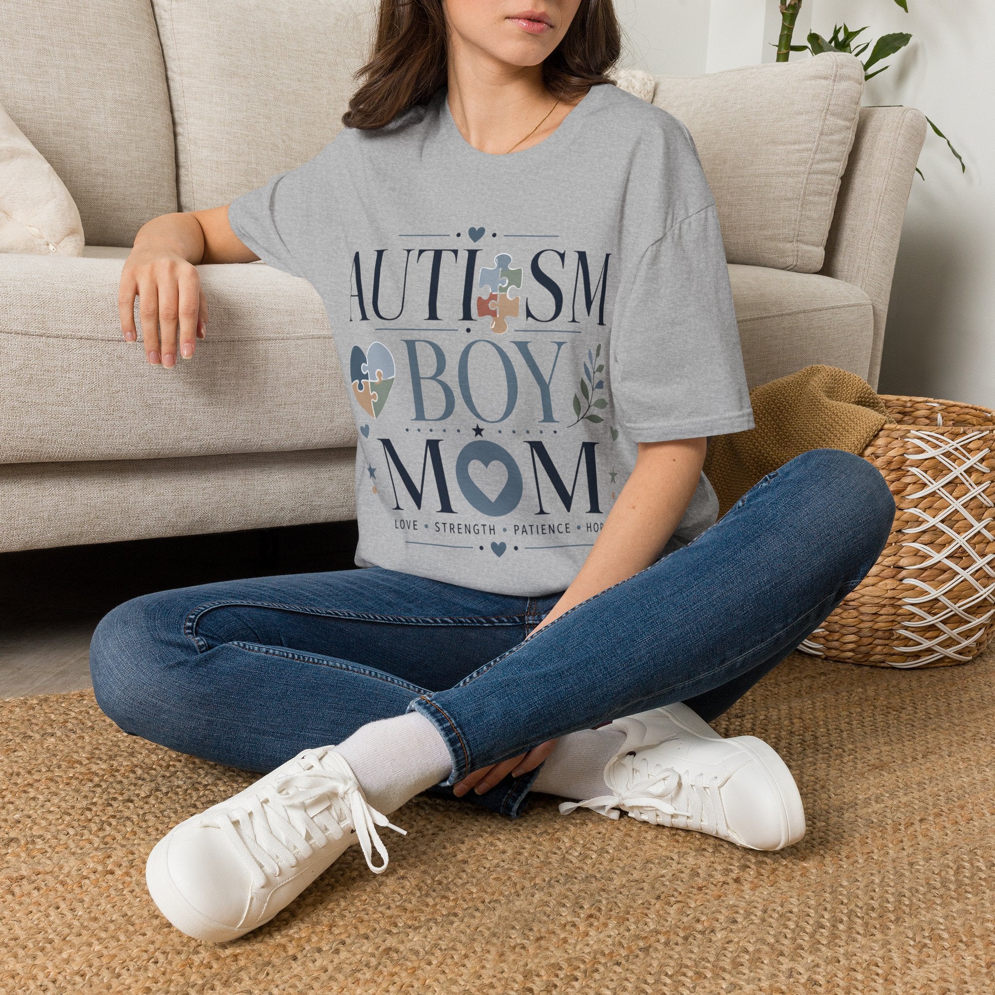 Autism Boy Mom Shirt | Proud Autism Mom T-Shirt | Puzzle Heart Infinity Design | Autism Awareness & Acceptance Gift | Special Needs Mom Apparel