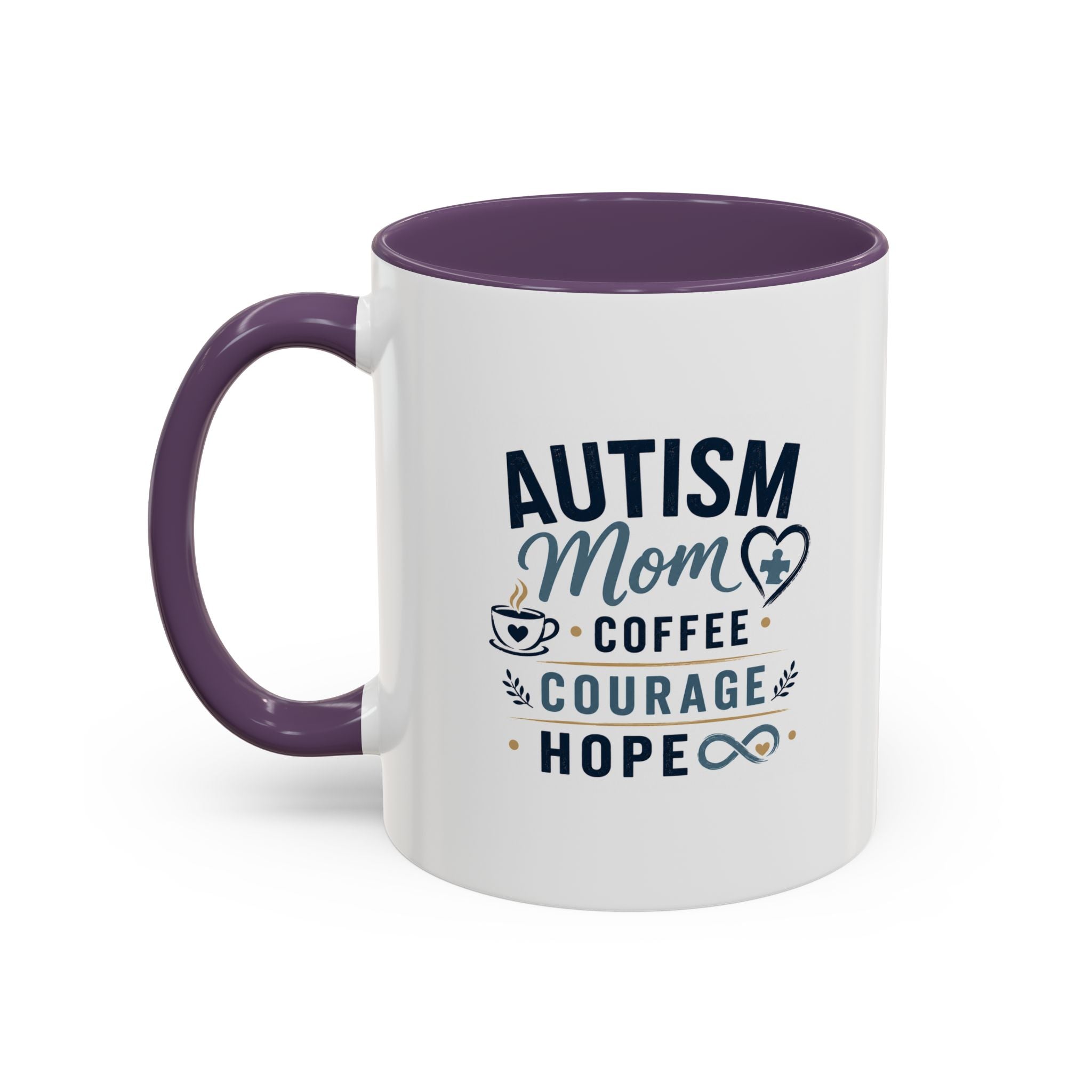 Autism Mom Coffee Mug | Accent Ceramic Mug 11oz  15oz | Puzzle Heart Infinity Design | Autism Awareness  Acceptance Gift | Special Needs