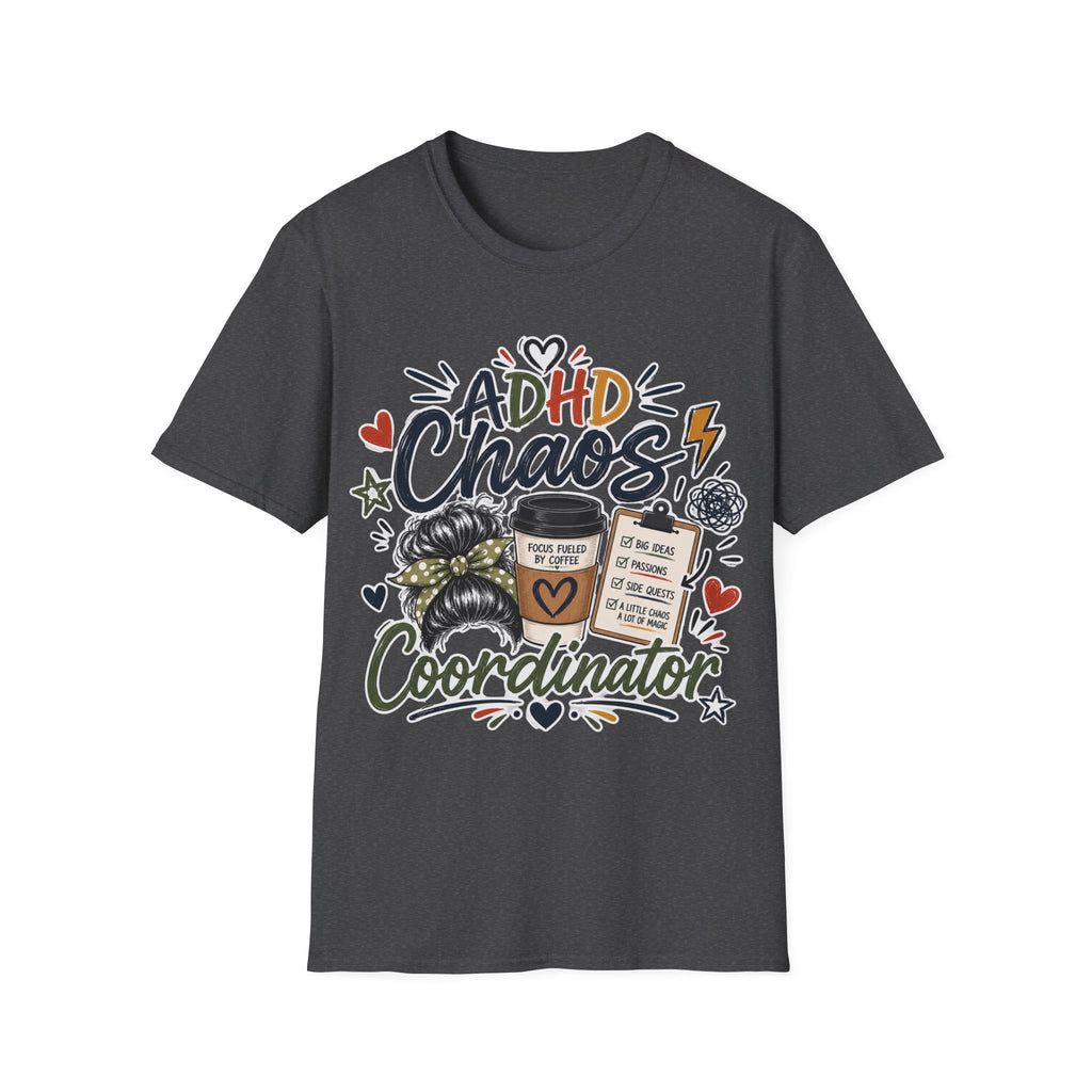 ADHD Chaos Coordinator Shirt | Funny ADHD T-Shirt | ADHD Awareness Graphic Shirt | Mental Health Gift | Coffee & Chaos Apparel