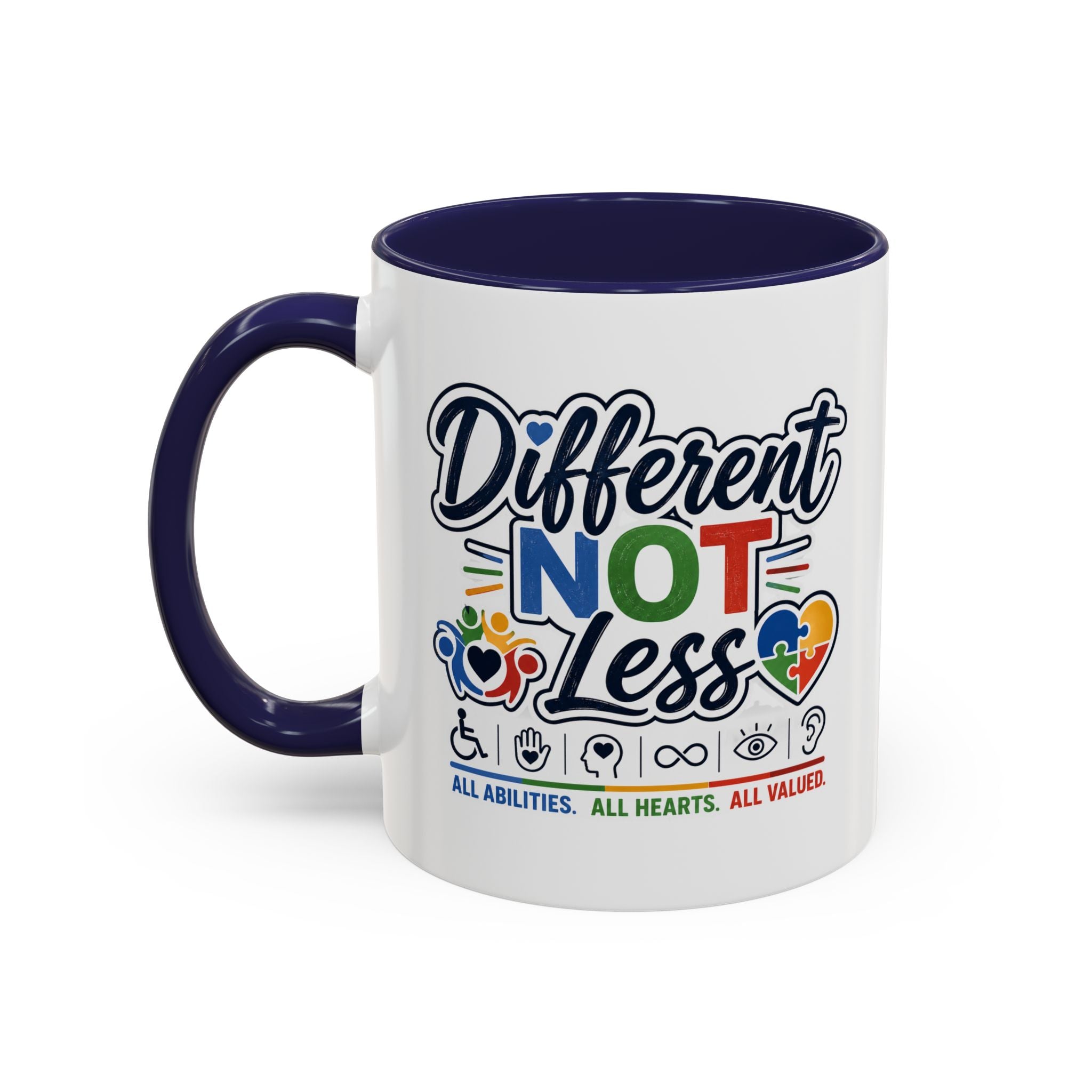 Different Not Less Accent Coffee Mug – Disability Pride Inspirational 11/15oz