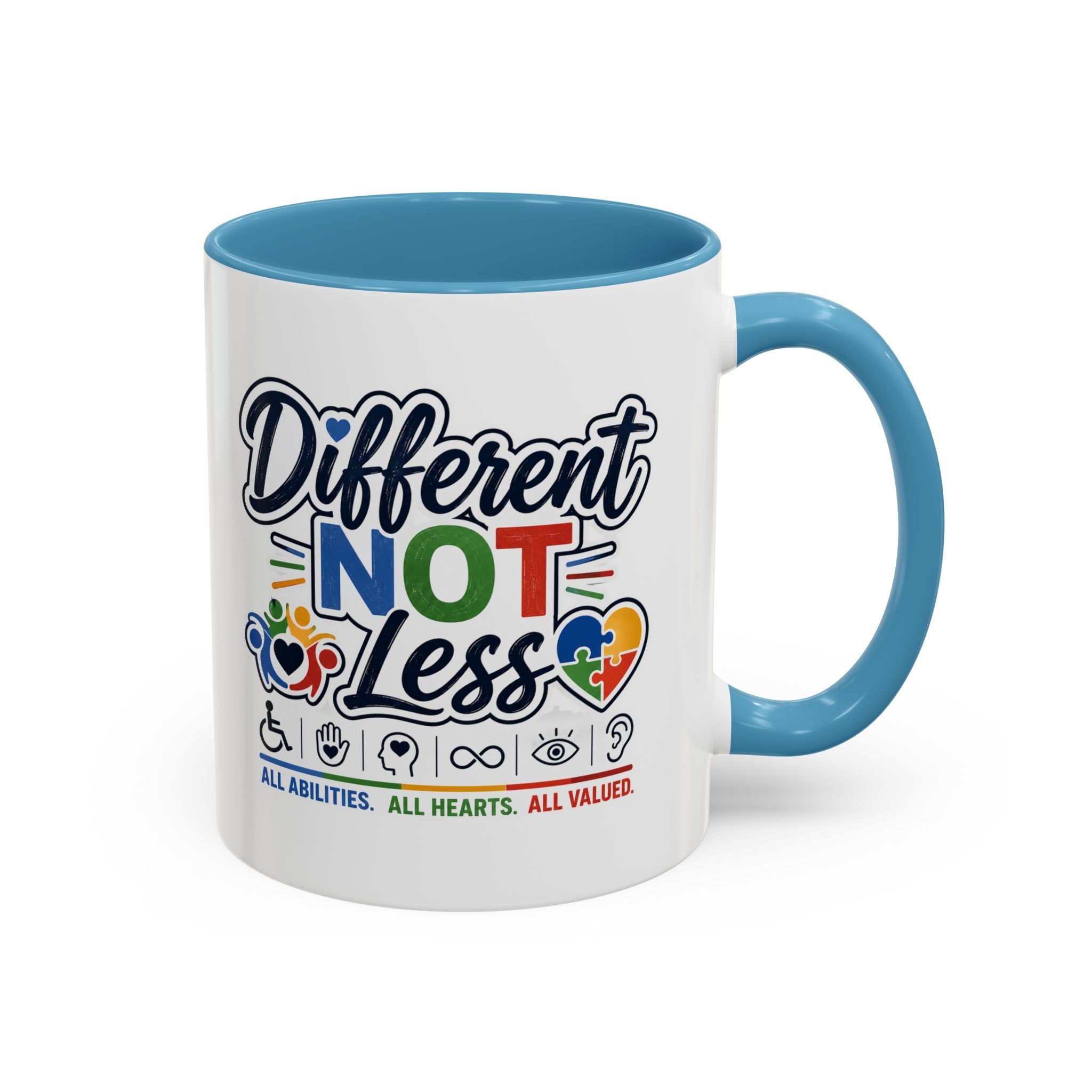 Different Not Less Accent Coffee Mug – Disability Pride Inspirational 11/15oz