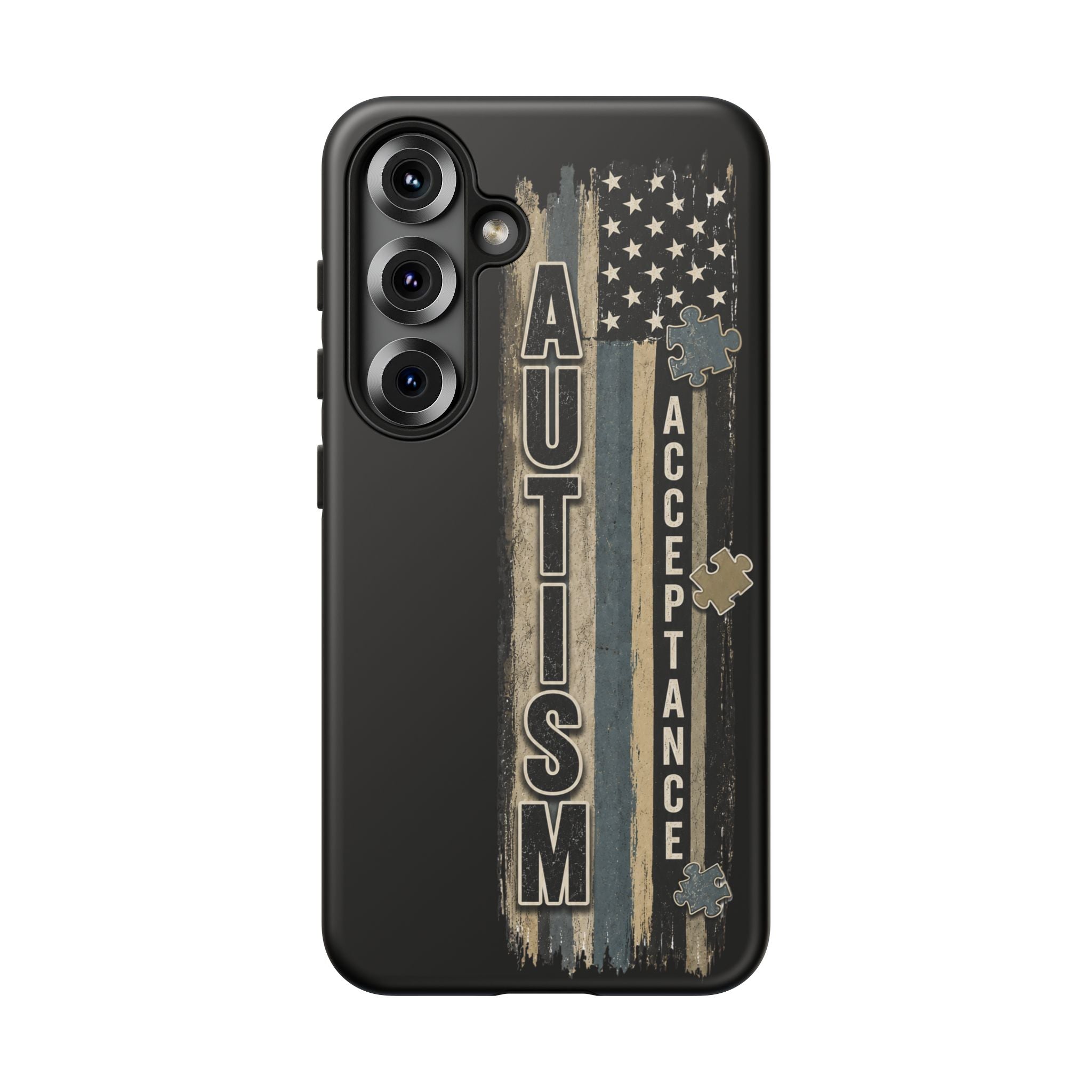 Autism Acceptance Phone Case Puzzle Piece Flag iPhone Samsung Tough Case Autism Awareness Neurodiversity Gift Special Needs Case