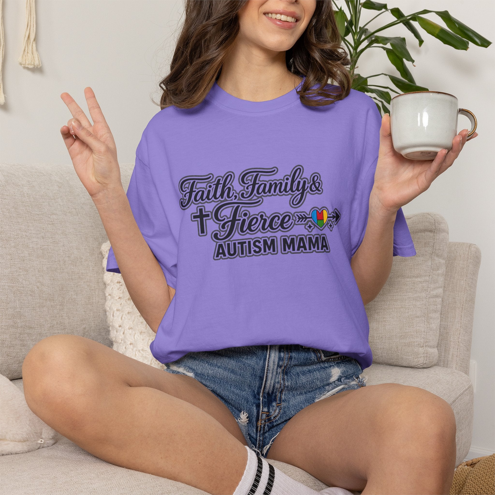 Faith Family Fierce Autism Mama Shirt, Autism Mom T-Shirt, Christian Autism Mom Gift, Fierce Mama Tee, Special Needs Mom Shirt
