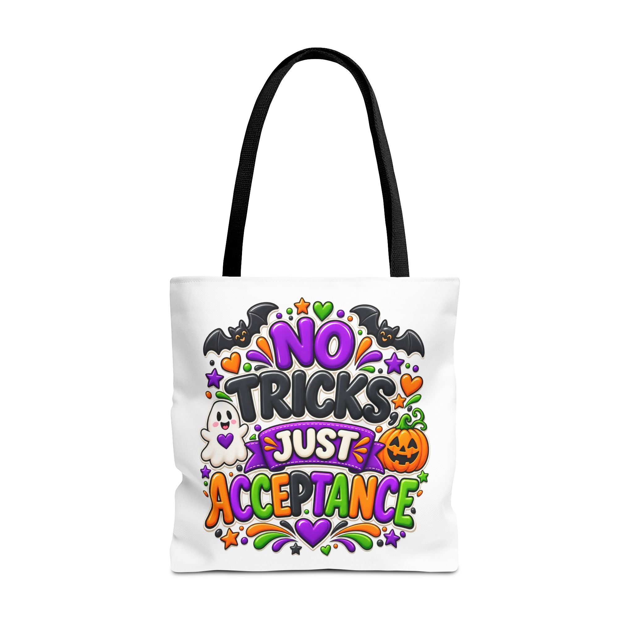 No Tricks Just Acceptance Tote Bag, Halloween Autism Awareness Bag, Autism Acceptance Canvas Tote, Inclusive Halloween Gift