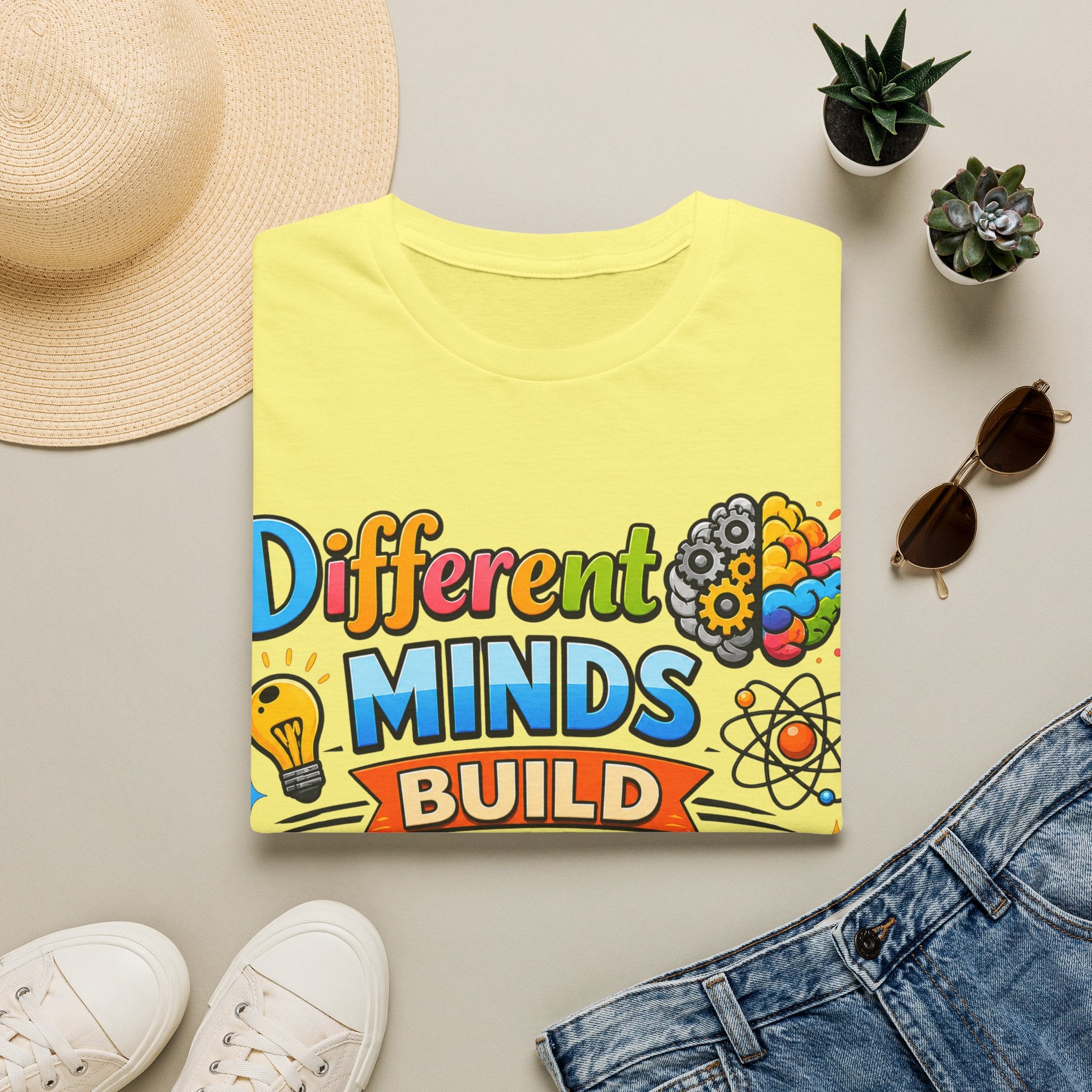 Different Minds Build Better Worlds T-Shirt | Inclusive Neurodiversity Tee