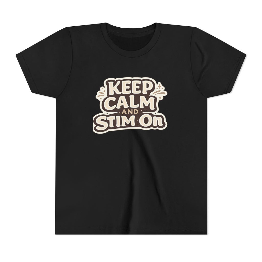 Keep Calm and Stim On Youth Shirt Autism Awareness T Shirt Sensory Friendly Tee Neurodivergent Kids Special Needs Gift Stimming