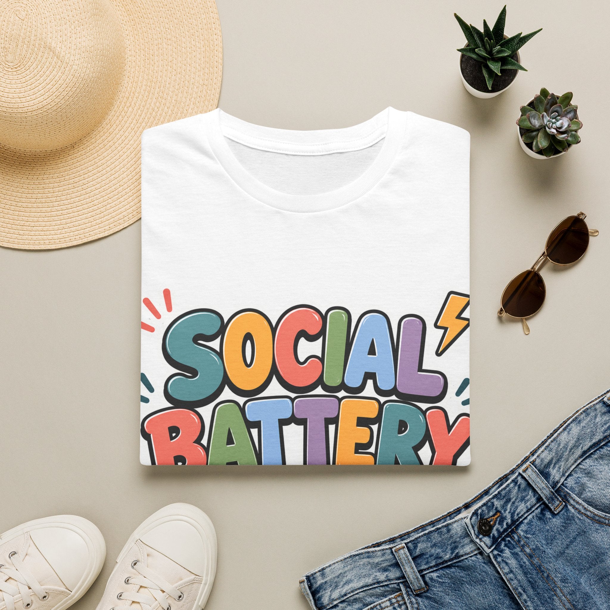 Social Battery Drained T-Shirt — Funny Introvert Graphic Tee