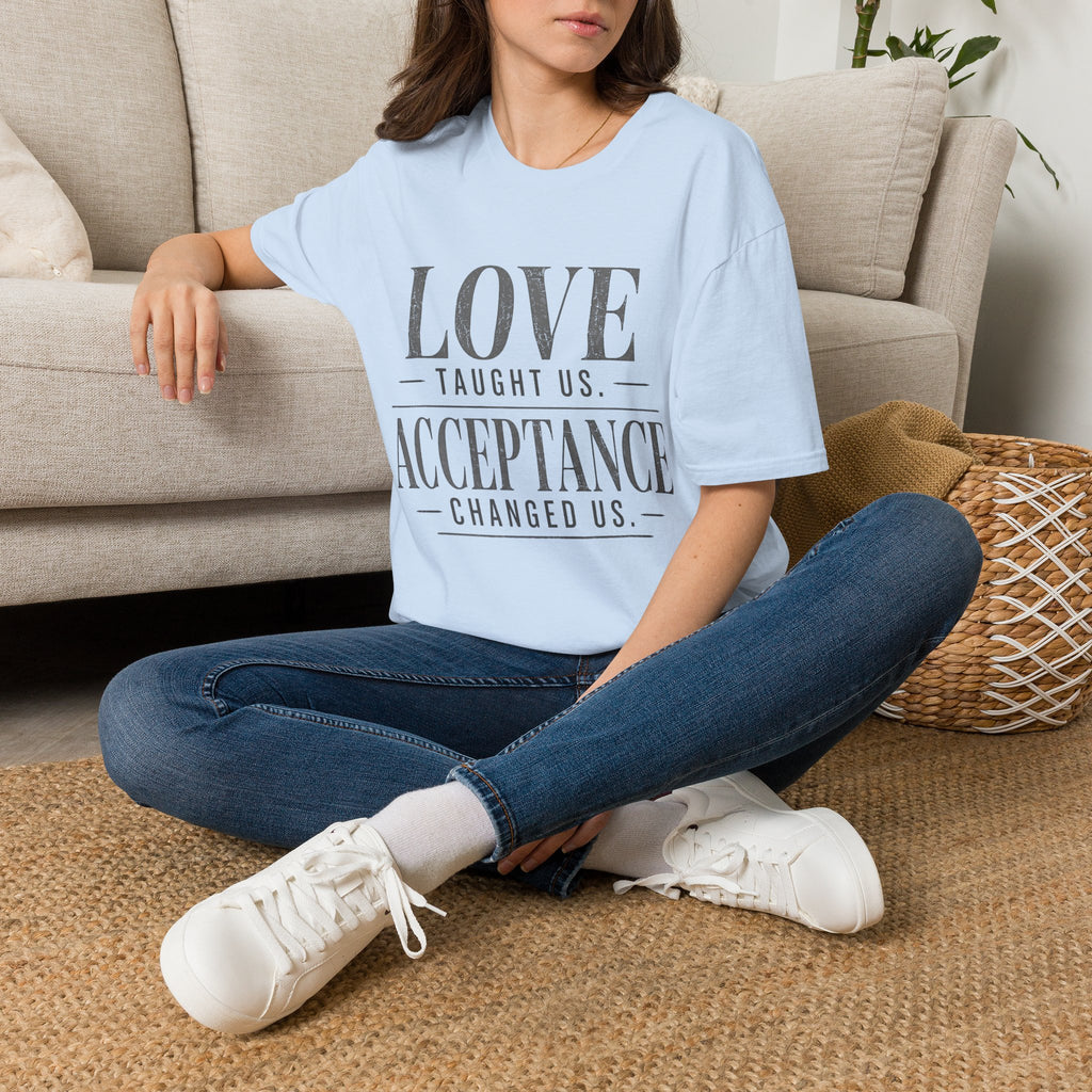 Love Taught Us Acceptance T-Shirt | Inspirational Typography Tee | Special Needs | Inclusion