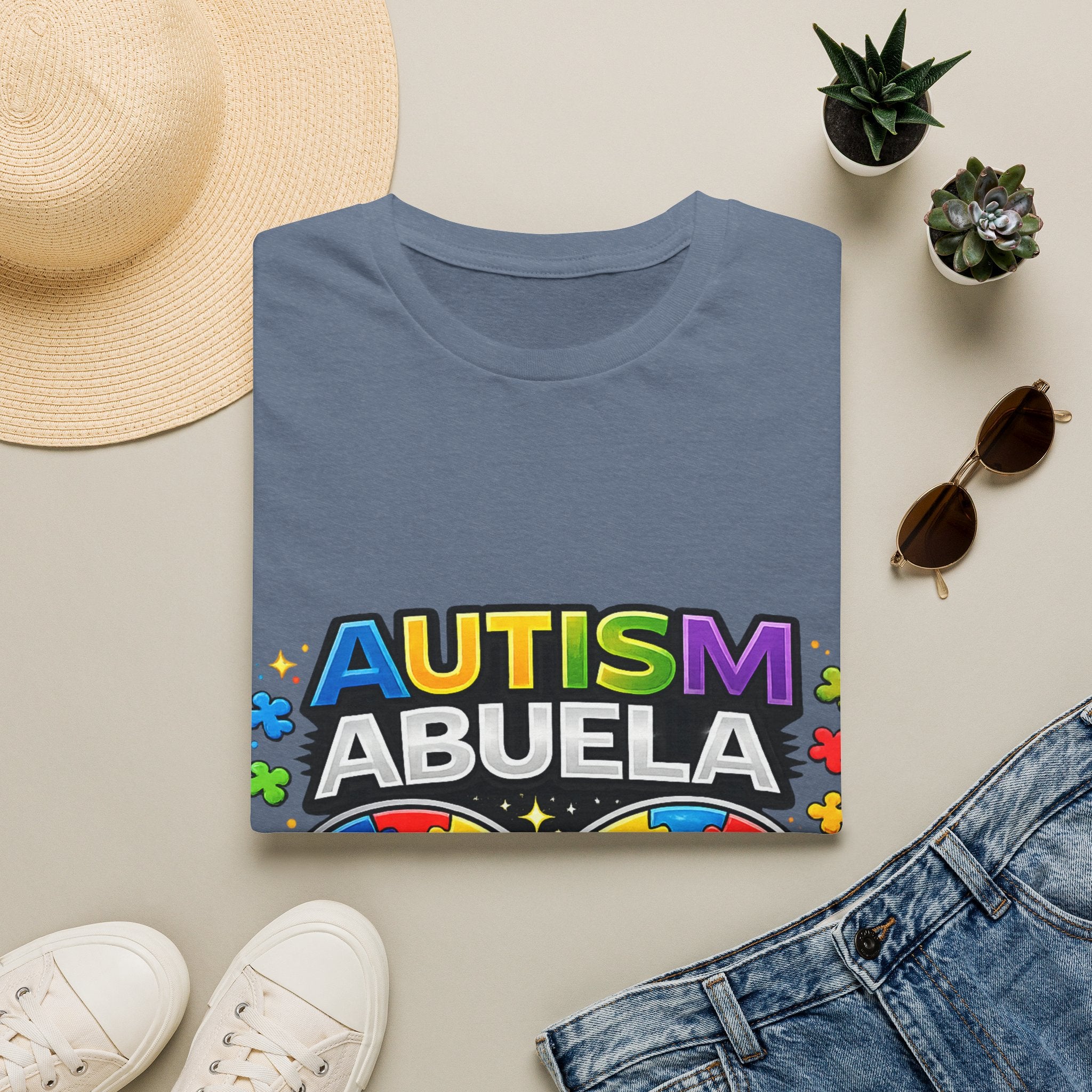 Autism Abuela T-Shirt | Rainbow Puzzle Infinity Design
