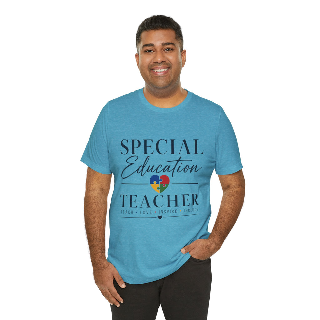 Special Education Teacher Shirt | Teach Love Inspire T-Shirt | Puzzle Heart Graphic Tee | Autism Acceptance Gift | Inclusive Teacher