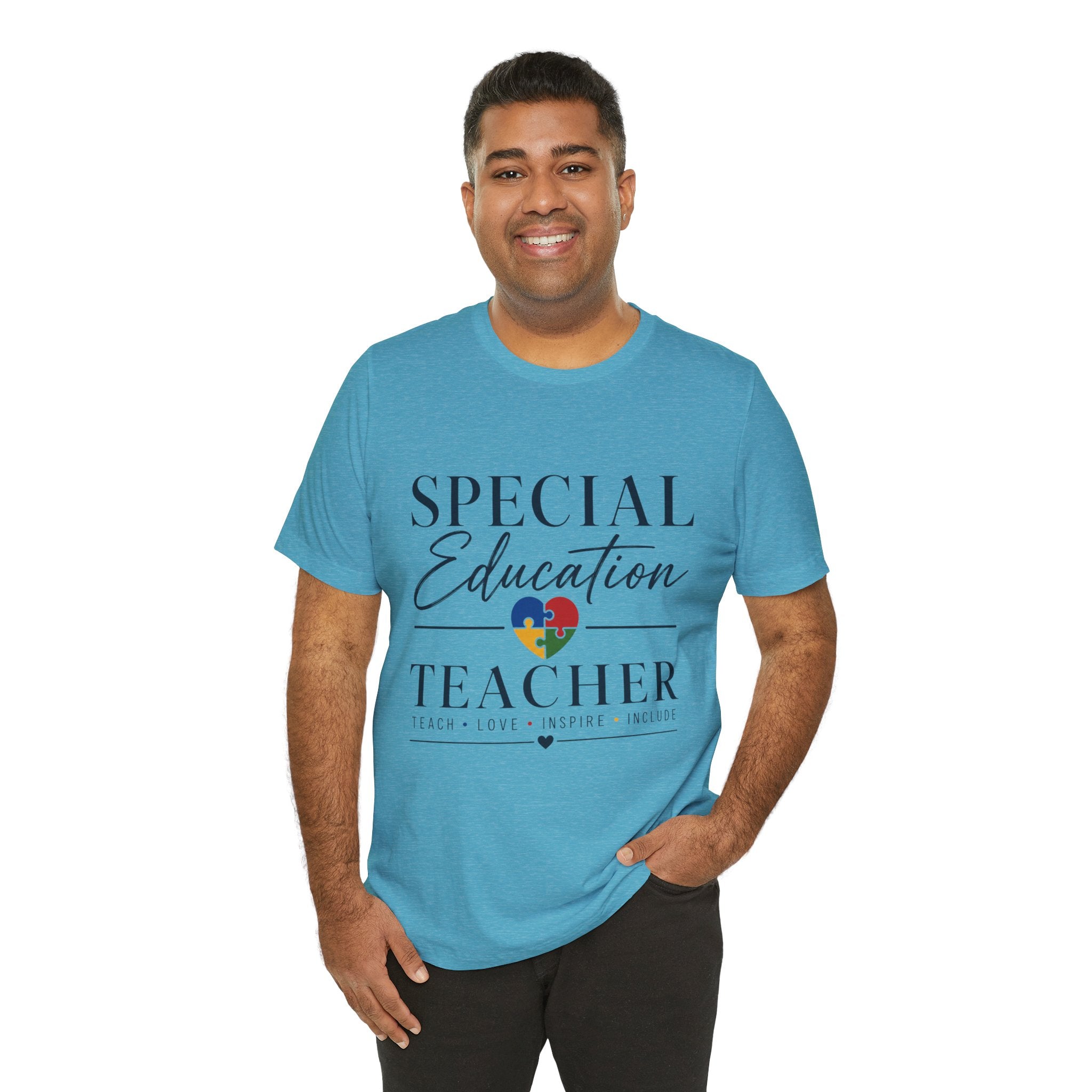 Special Education Teacher Shirt | Teach Love Inspire T-Shirt | Puzzle Heart Graphic Tee | Autism Acceptance Gift | Inclusive Teacher