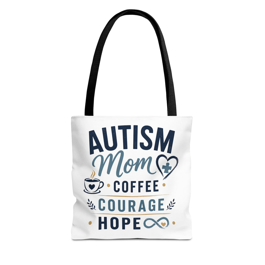 Autism Mom Coffee Courage Hope Tote Bag | Autism Acceptance Gift for Mom | Neurodiversity Canvas Tote | Special Needs Mom Bag