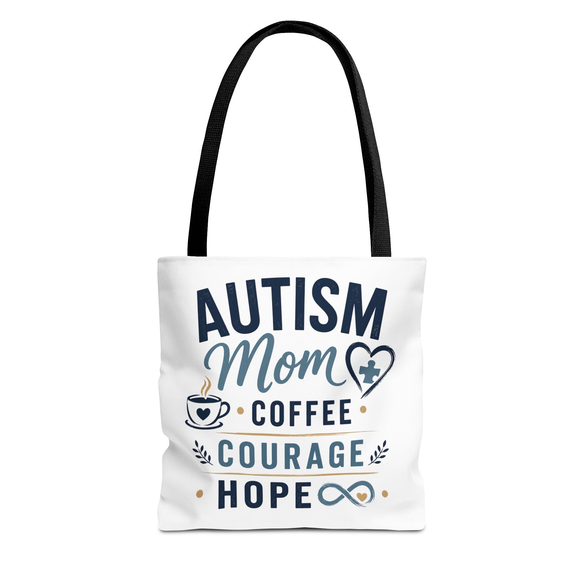 Autism Mom Coffee Courage Hope Tote Bag | Autism Acceptance Gift for Mom | Neurodiversity Canvas Tote | Special Needs Mom Bag
