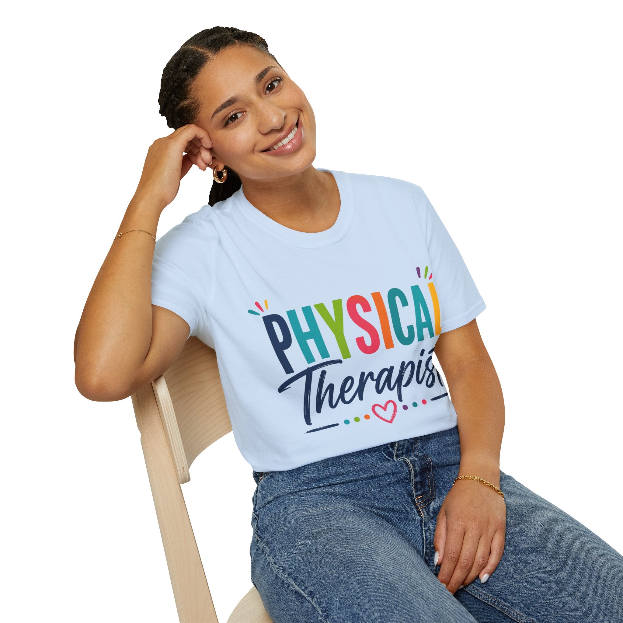 Physical Therapist Shirt | Colorful Typography Heart T-Shirt | Physical Therapy Gift | Healthcare Professional Apparel | Therapist Shirt