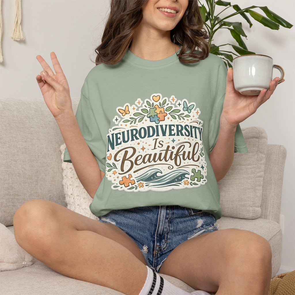 Neurodiversity Is Beautiful T-shirt | Floral Wave Awareness Tee