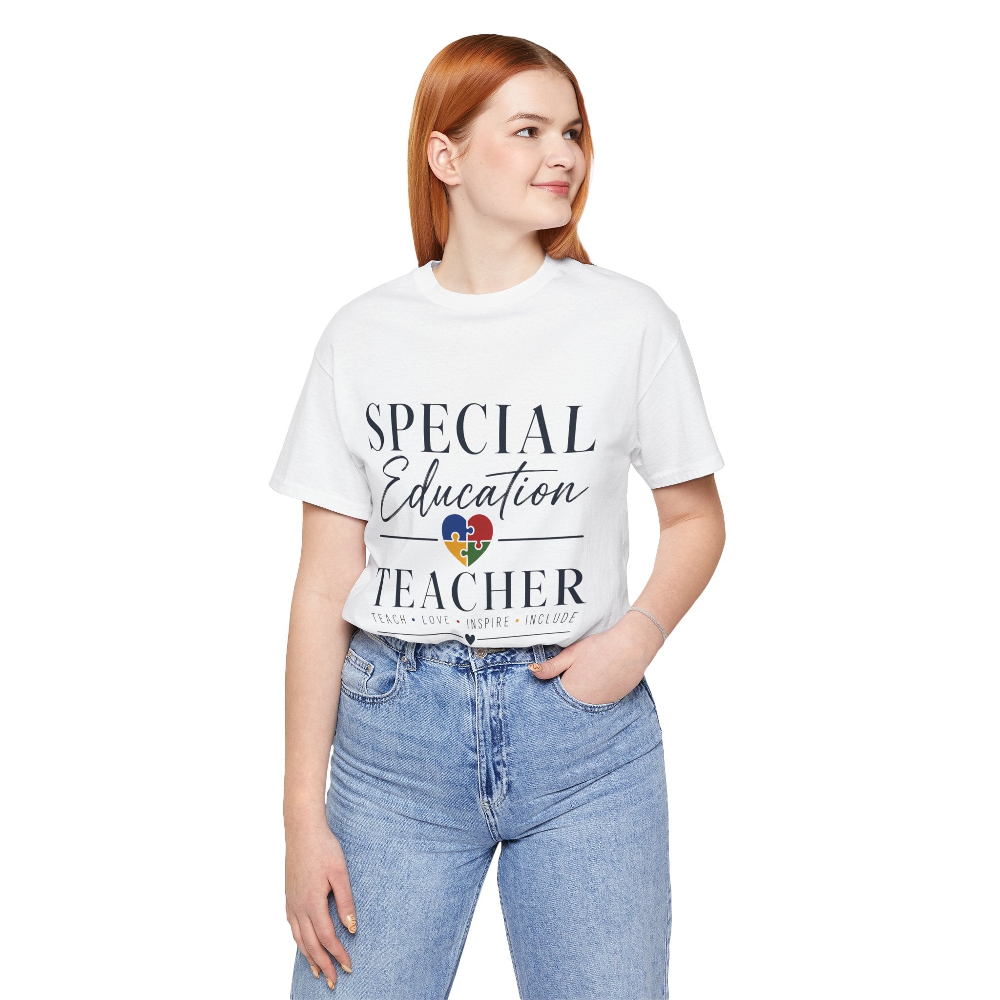 Special Education Teacher Shirt | Teach Love Inspire T-Shirt | Puzzle Heart Graphic Tee | Autism Acceptance Gift | Inclusive Teacher