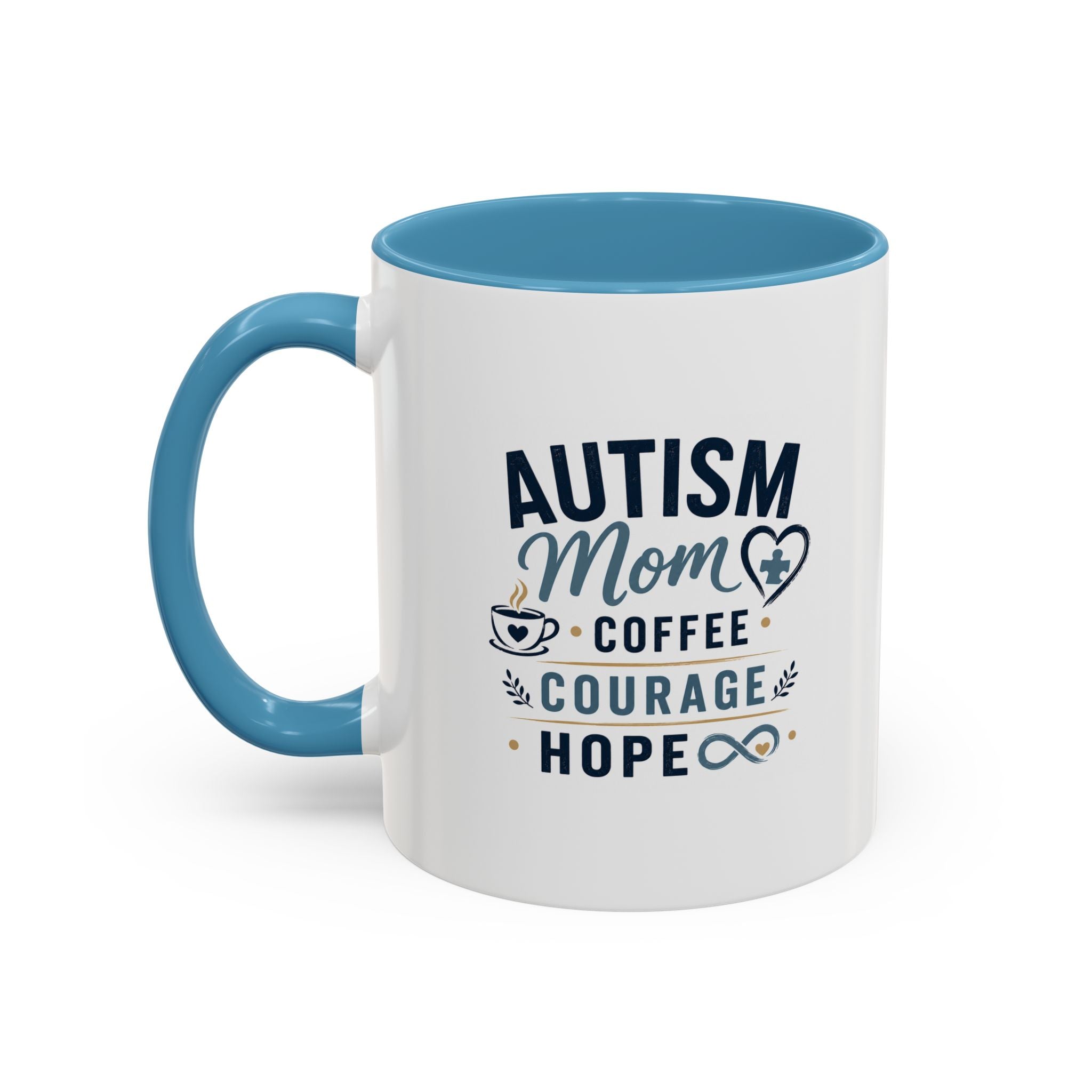 Autism Mom Coffee Mug | Accent Ceramic Mug 11oz  15oz | Puzzle Heart Infinity Design | Autism Awareness  Acceptance Gift | Special Needs