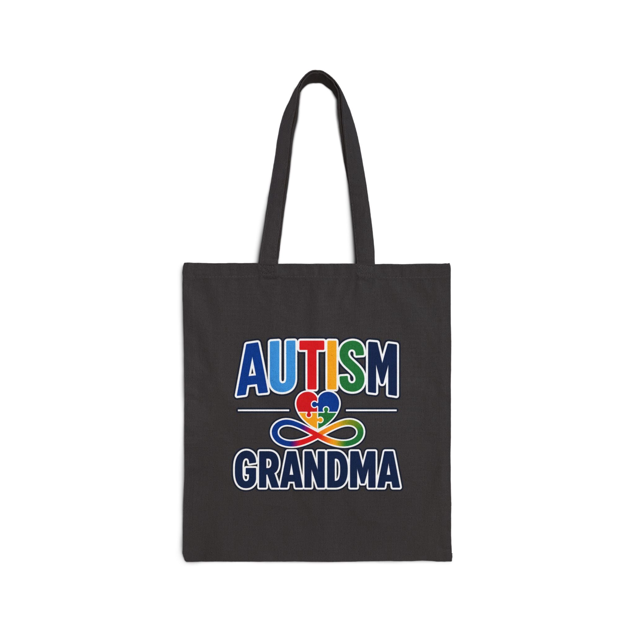 Autism Grandma Tote Bag | Puzzle Heart Infinity Design | Autism Awareness & Acceptance Gift | Reusable Canvas Book Bag | Special Needs