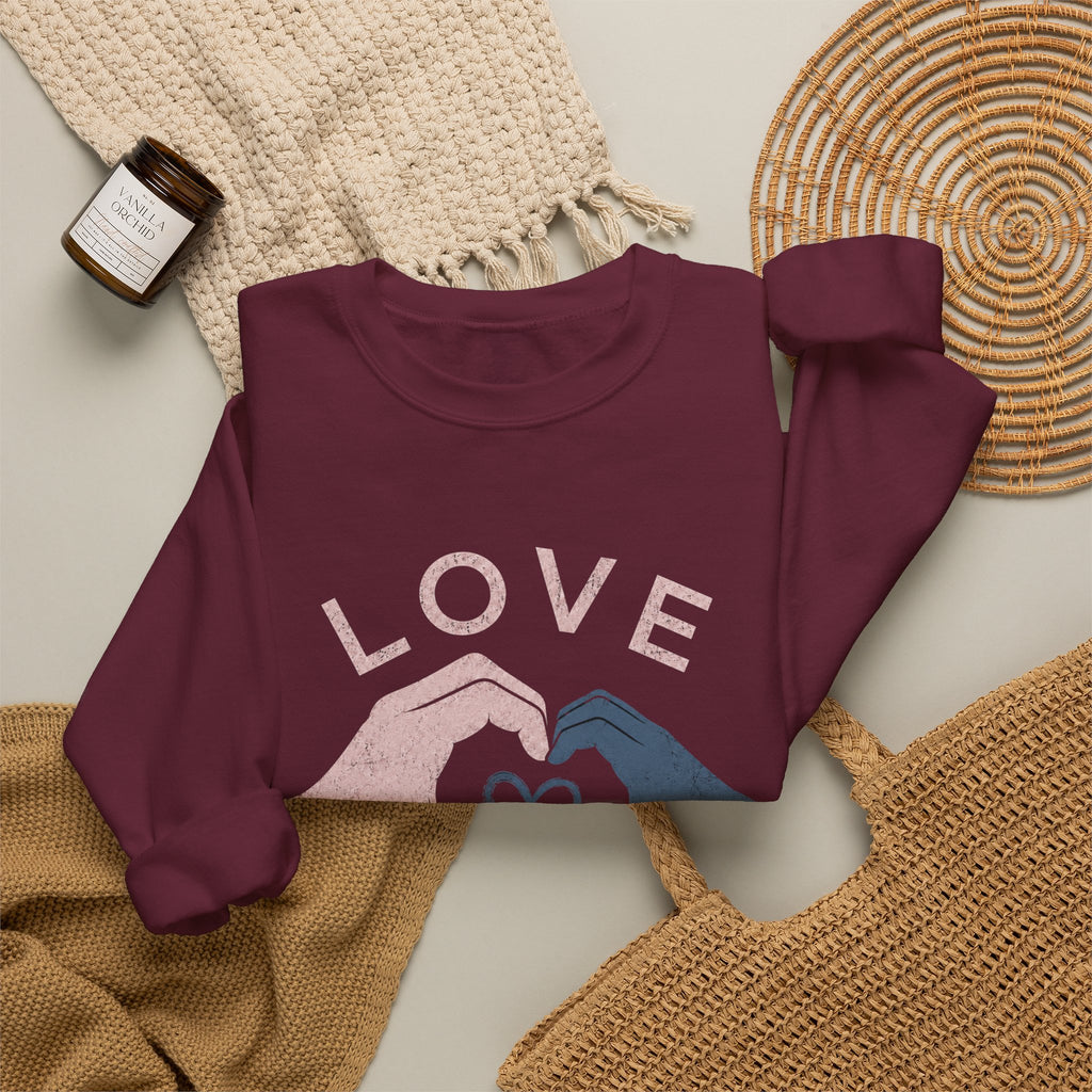 Autism Acceptance Sweatshirt | Love Makes Us Strong Crewneck | Heart Hands Sweatshirt | Neurodiversity Gift | Inclusion Apparel