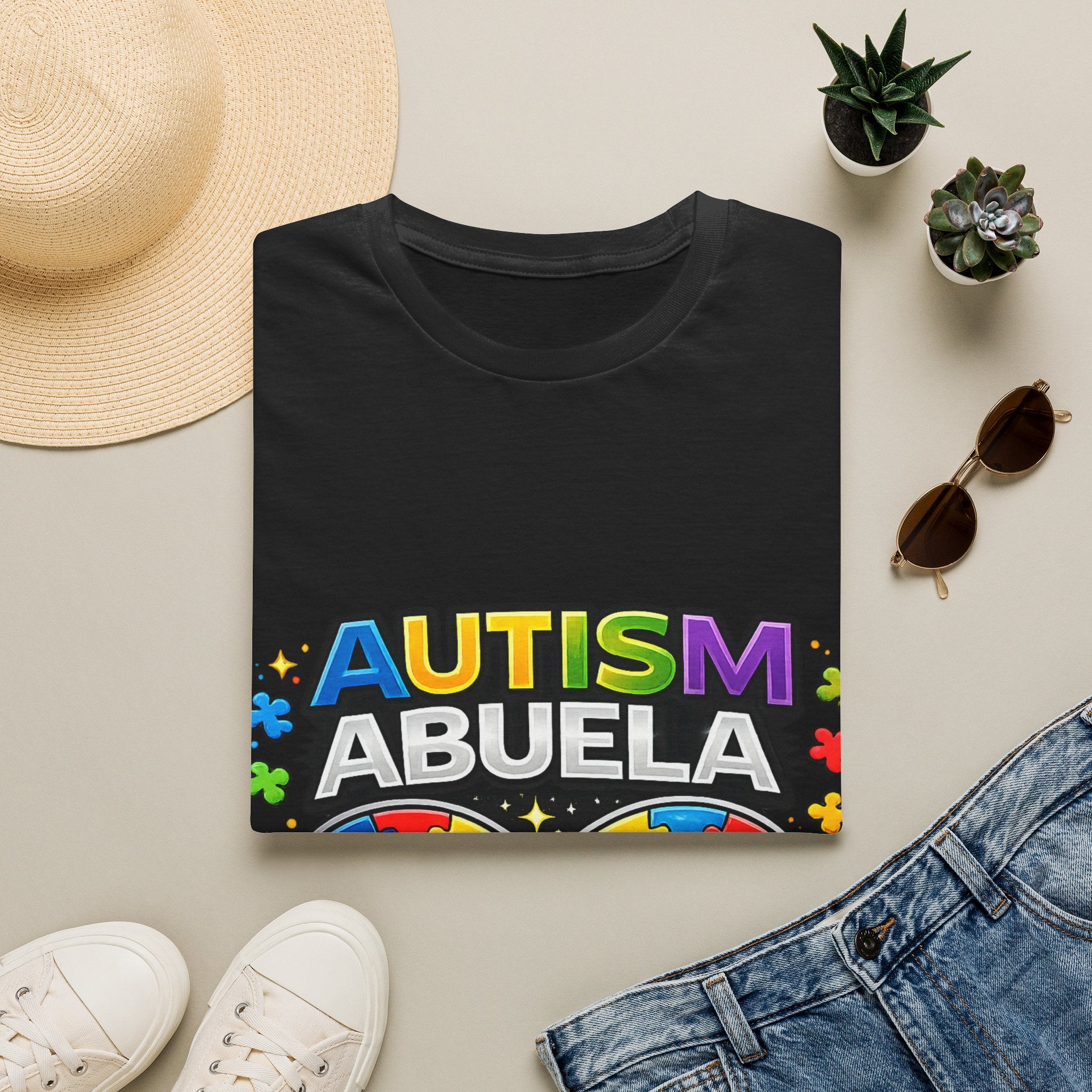 Autism Abuela T-Shirt | Rainbow Puzzle Infinity Design