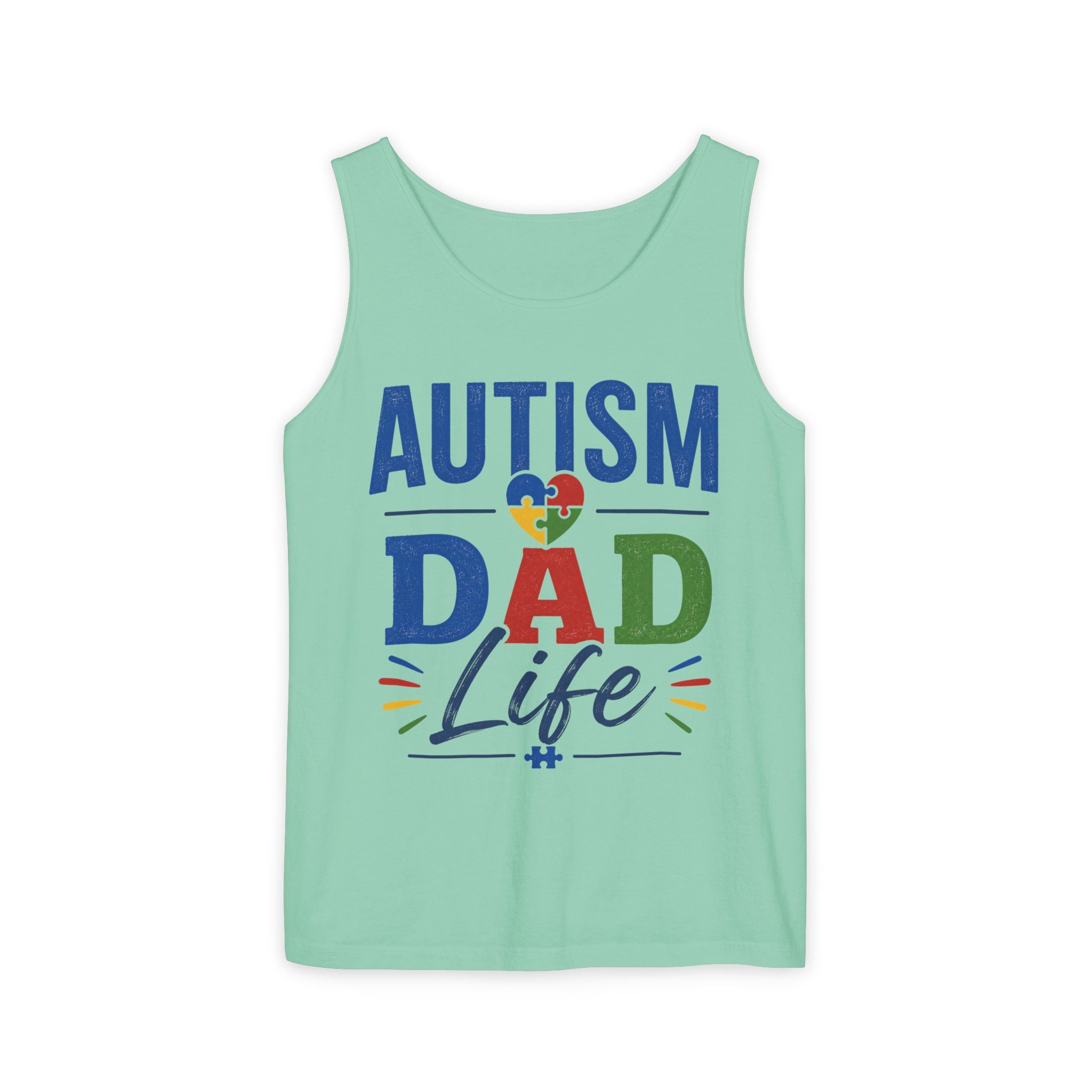 Autism Dad Life Tank Top | Awareness Puzzle Heart, Father Support