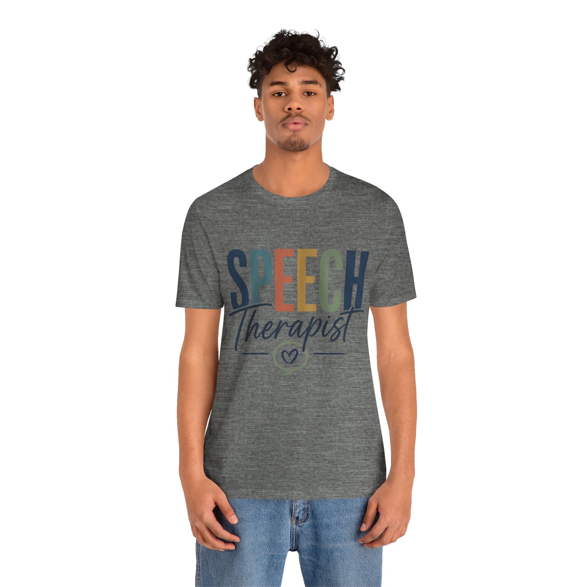 Speech Therapist Shirt | SLP T-Shirt | Heart Typography Graphic Tee | Speech Language Pathologist Gift | Therapist Appreciation Apparel