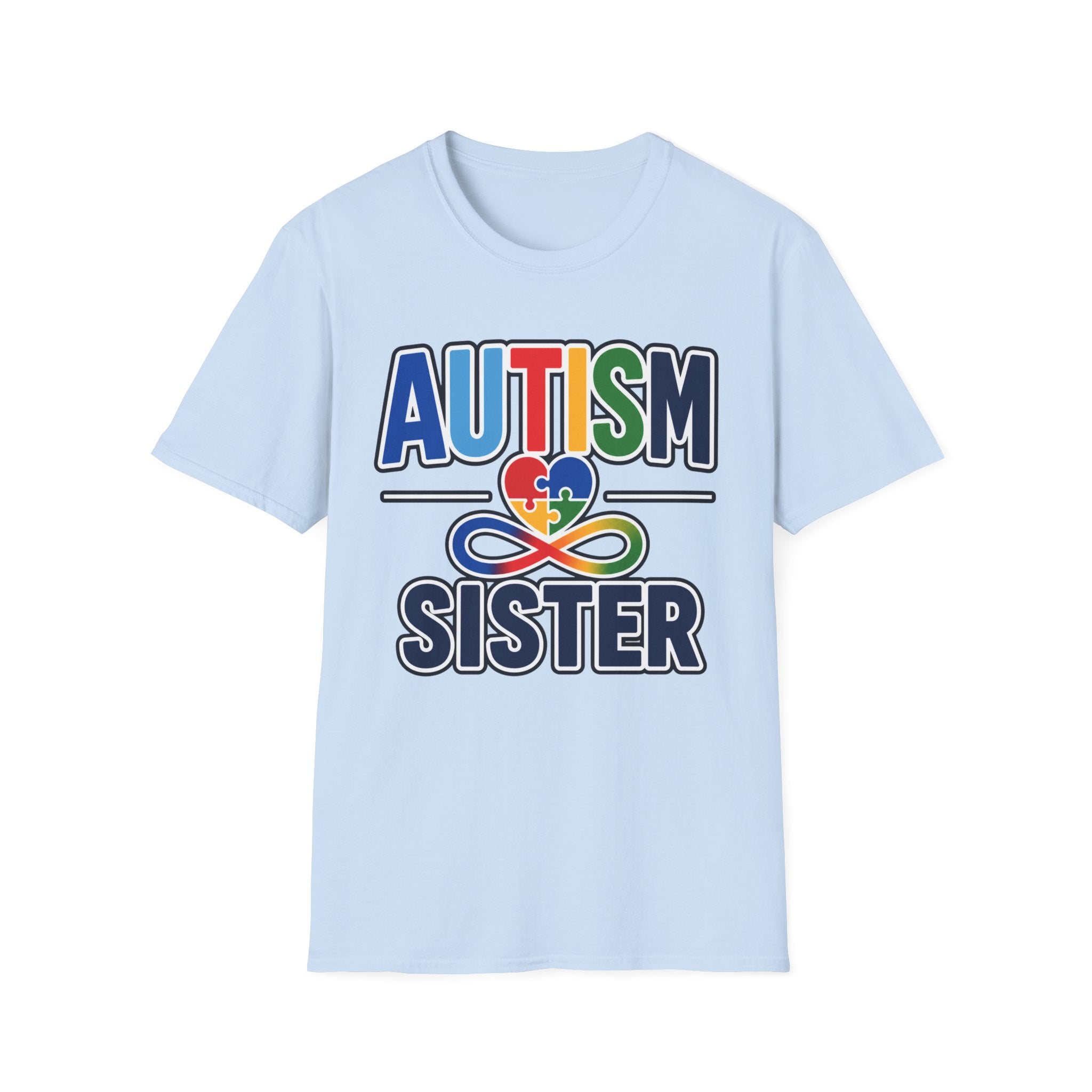 Autism Heart Puzzle Infinity Sister T-Shirt | Rainbow Awareness
