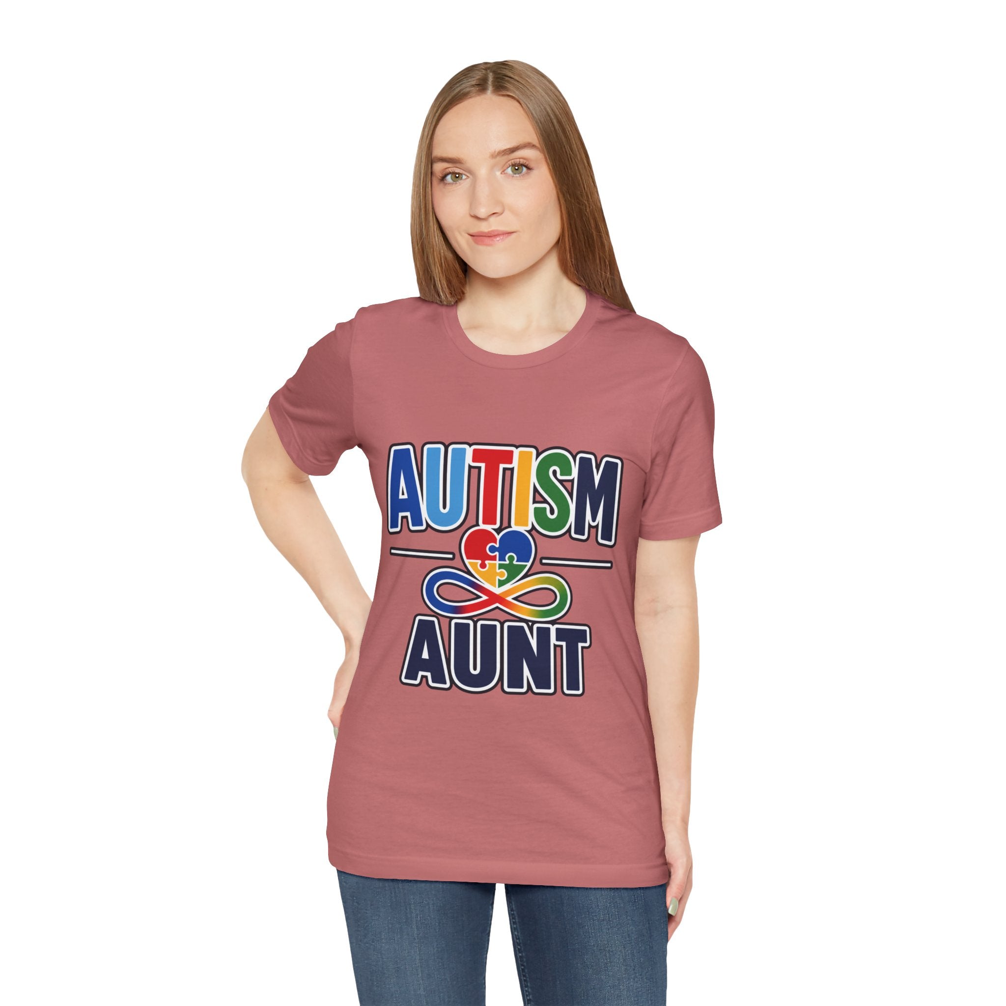 Autism Aunt Shirt | Colorful Puzzle Heart Tee | Autism Acceptance Gift for Aunt | Neurodiversity Awareness T-Shirt | Family Apparel