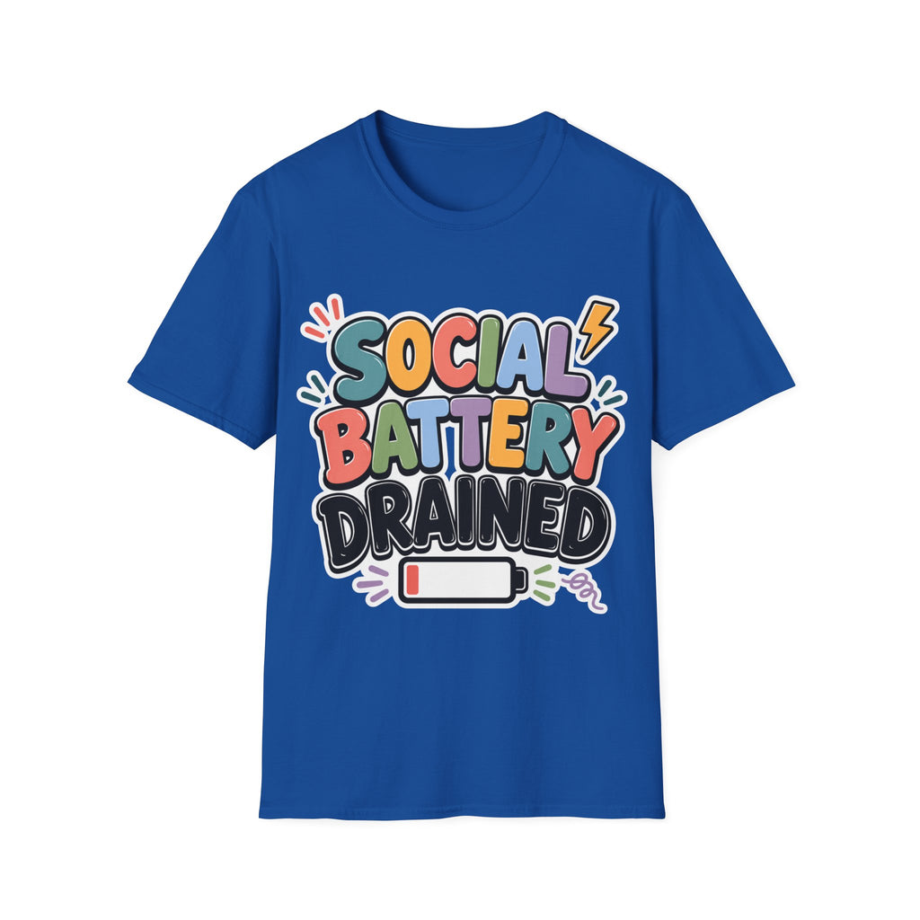 Social Battery Drained T-Shirt — Funny Introvert Graphic Tee