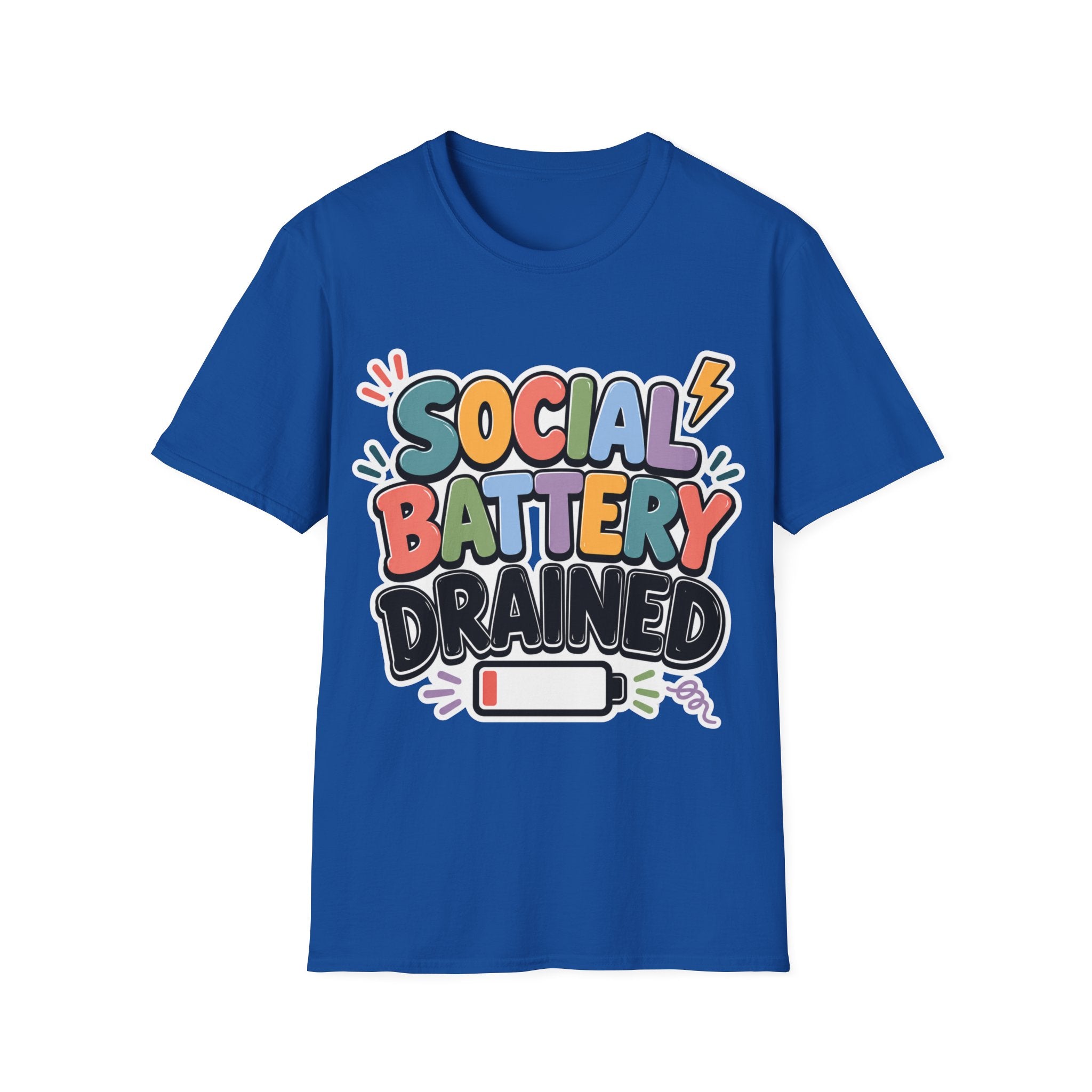 Social Battery Drained T-Shirt — Funny Introvert Graphic Tee