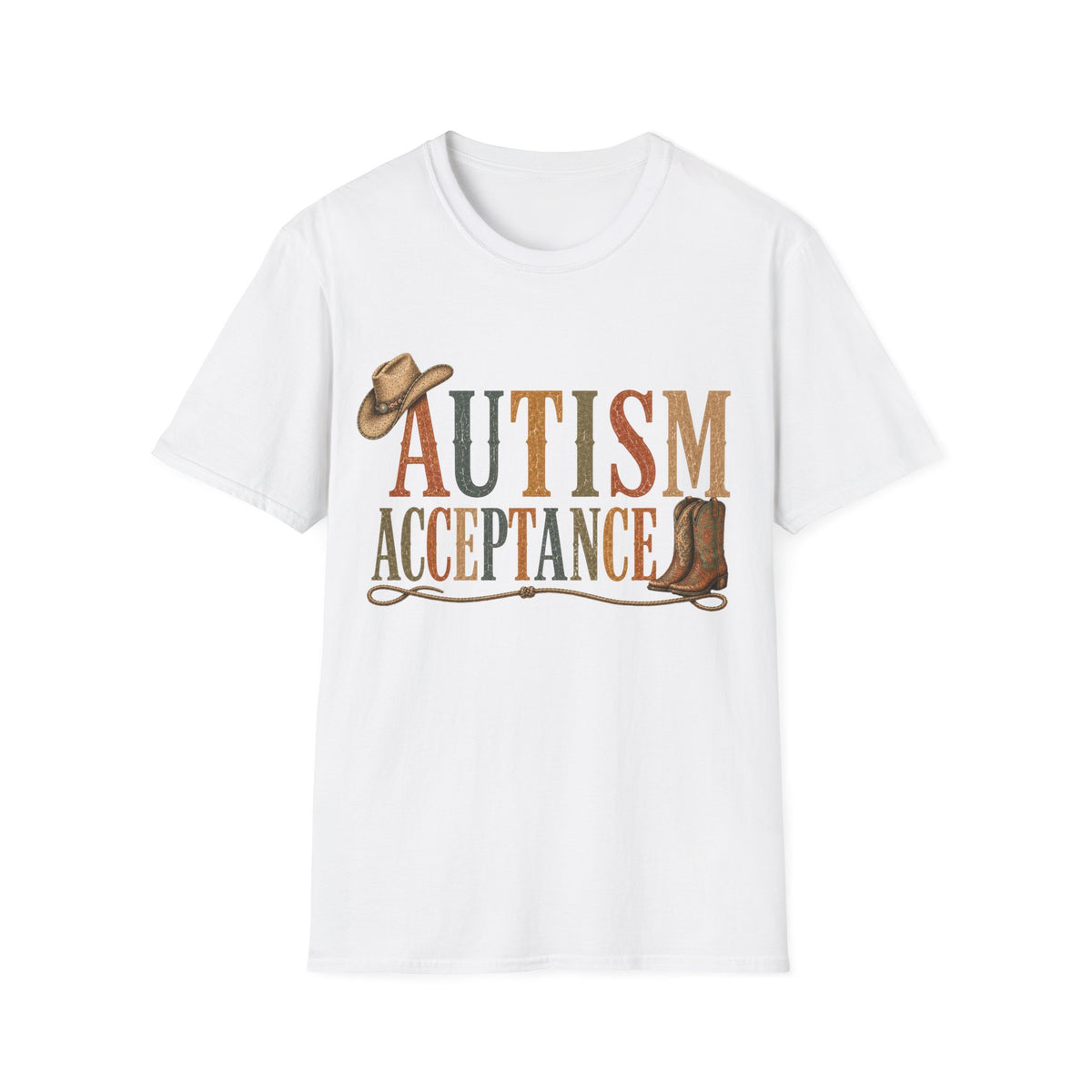 Autism Acceptance T-Shirt | Western Cowboy Hat Typography