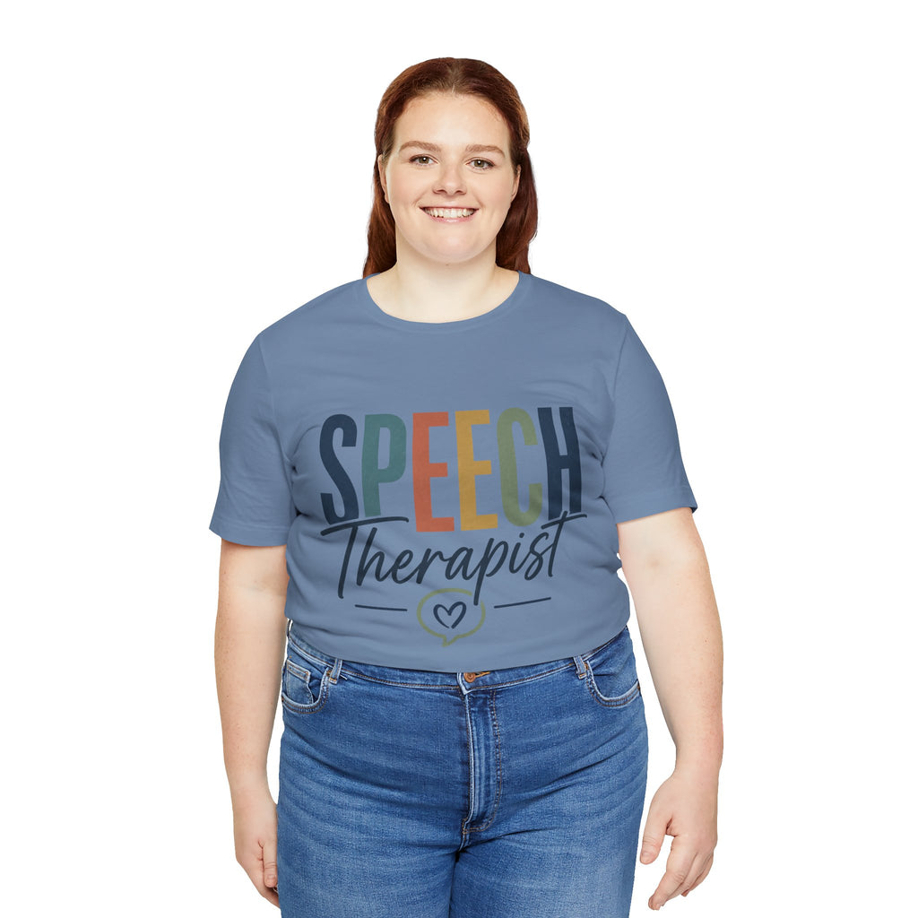 Speech Therapist Shirt | SLP T-Shirt | Heart Typography Graphic Tee | Speech Language Pathologist Gift | Therapist Appreciation Apparel