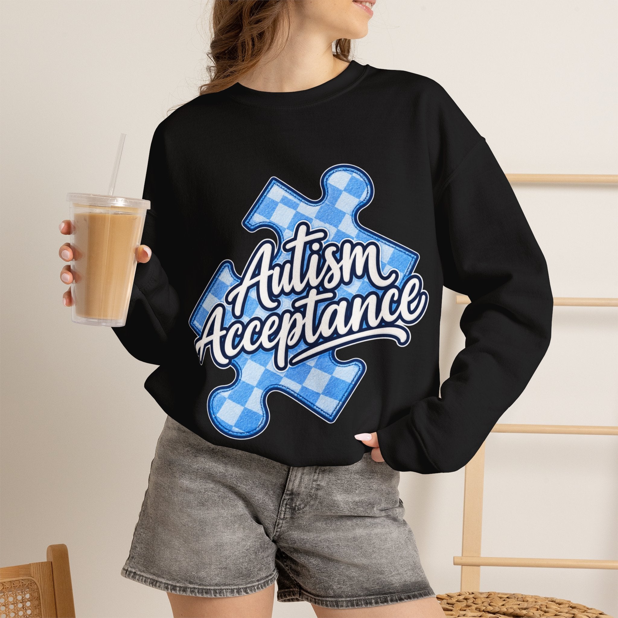 Autism Acceptance Sweatshirt, Puzzle Piece Awareness Crewneck, Autism Advocate Hoodie, Neurodiversity Gift, Autism Family Apparel