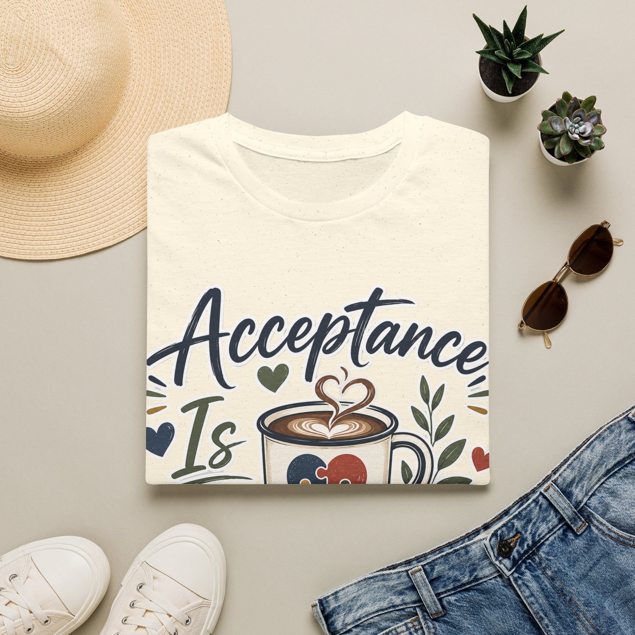 Acceptance Is Always Brewing Shirt | Coffee Lover T-Shirt | Autism Acceptance Tee | Inclusive Graphic Shirt | Barista Gift
