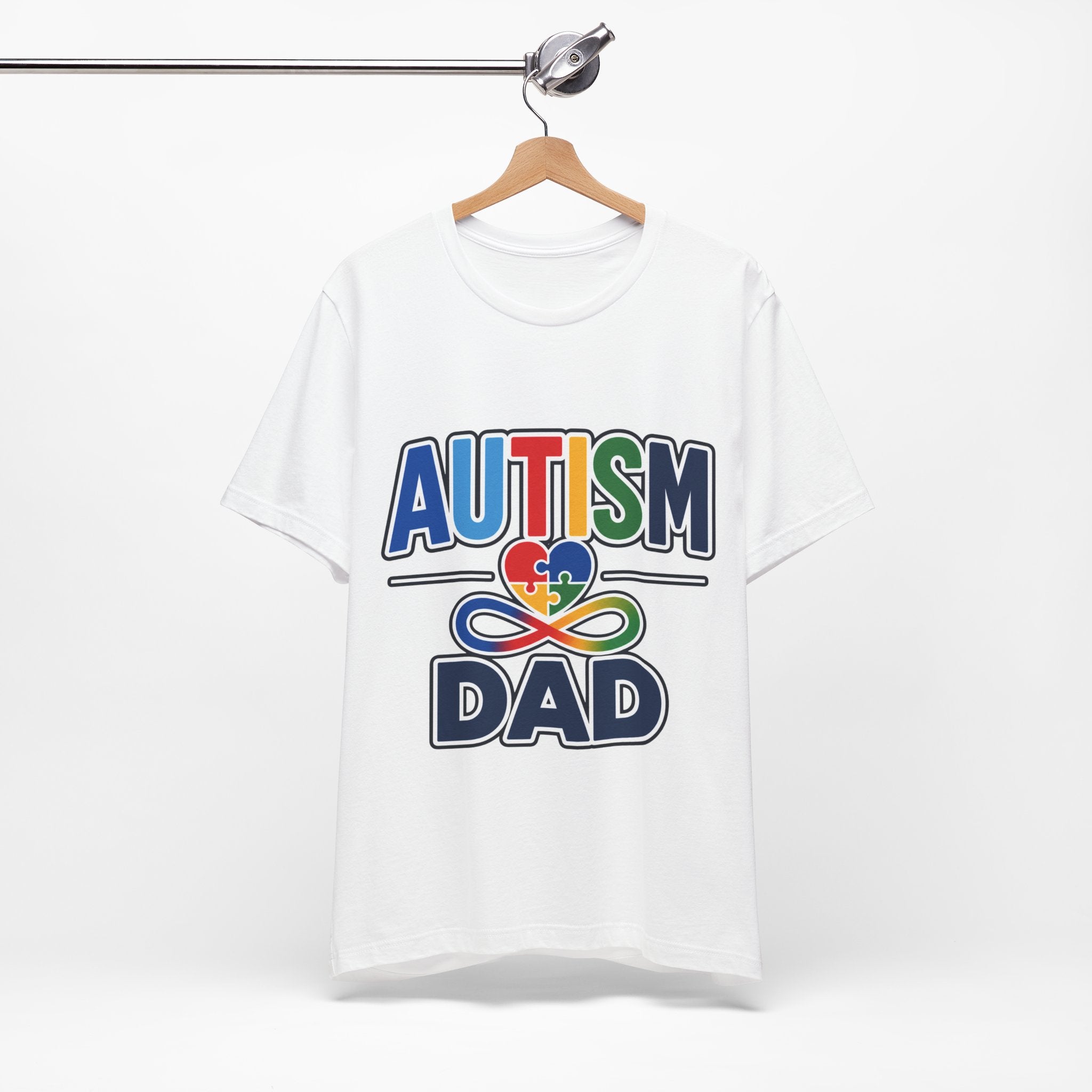 Autism Dad Shirt | Proud Autism Father T-Shirt | Colorful Puzzle Heart Infinity Design | Autism Awareness Gift for Dad | Autism Acceptance Tee