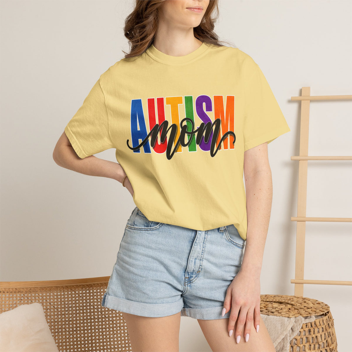 Autism Mom Shirt Autism Mom T Shirt Rainbow Block Letter Tee Script Mom Graphic Autism Awareness Autism Acceptance Gift for Mom