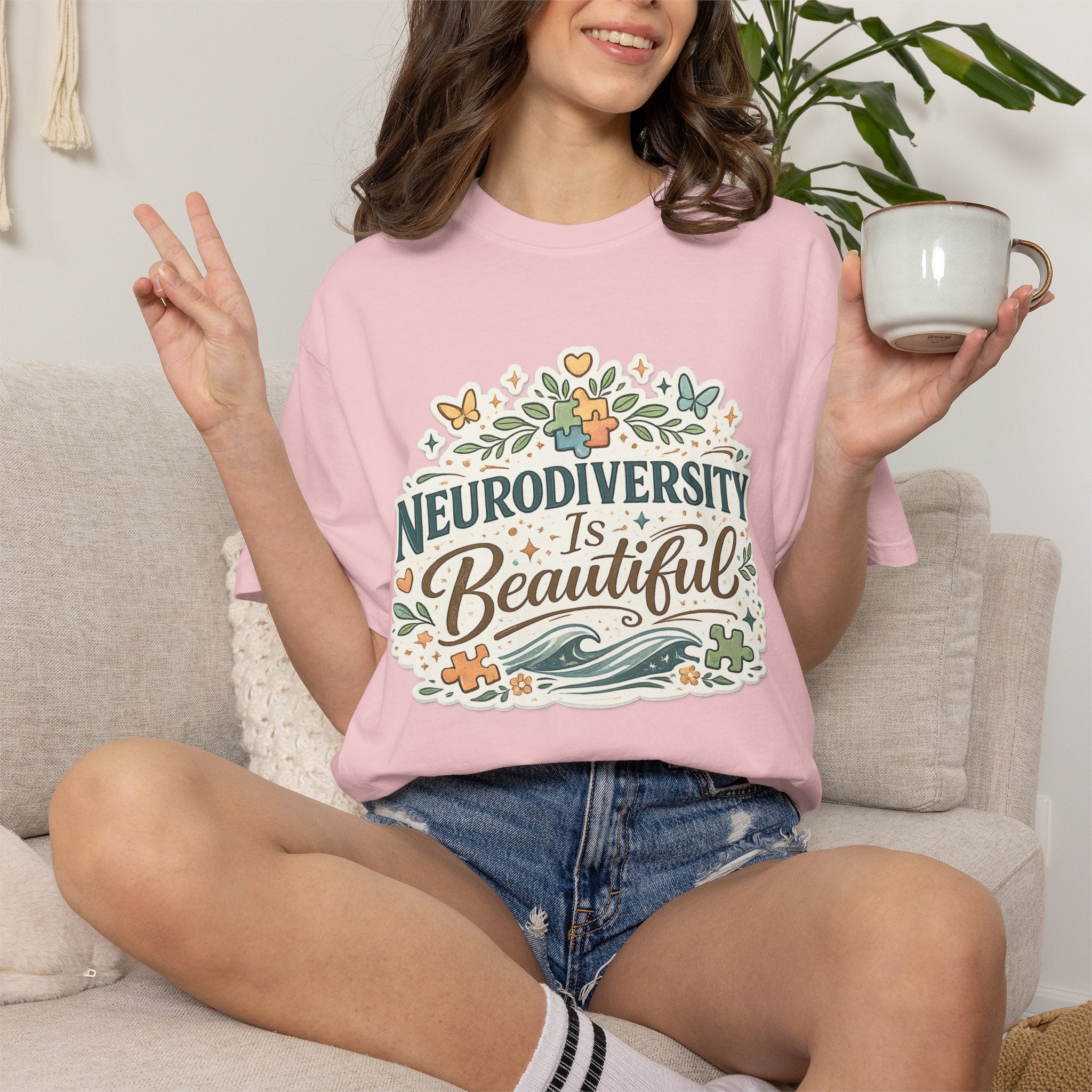 Neurodiversity Is Beautiful T-shirt | Floral Wave Awareness Tee