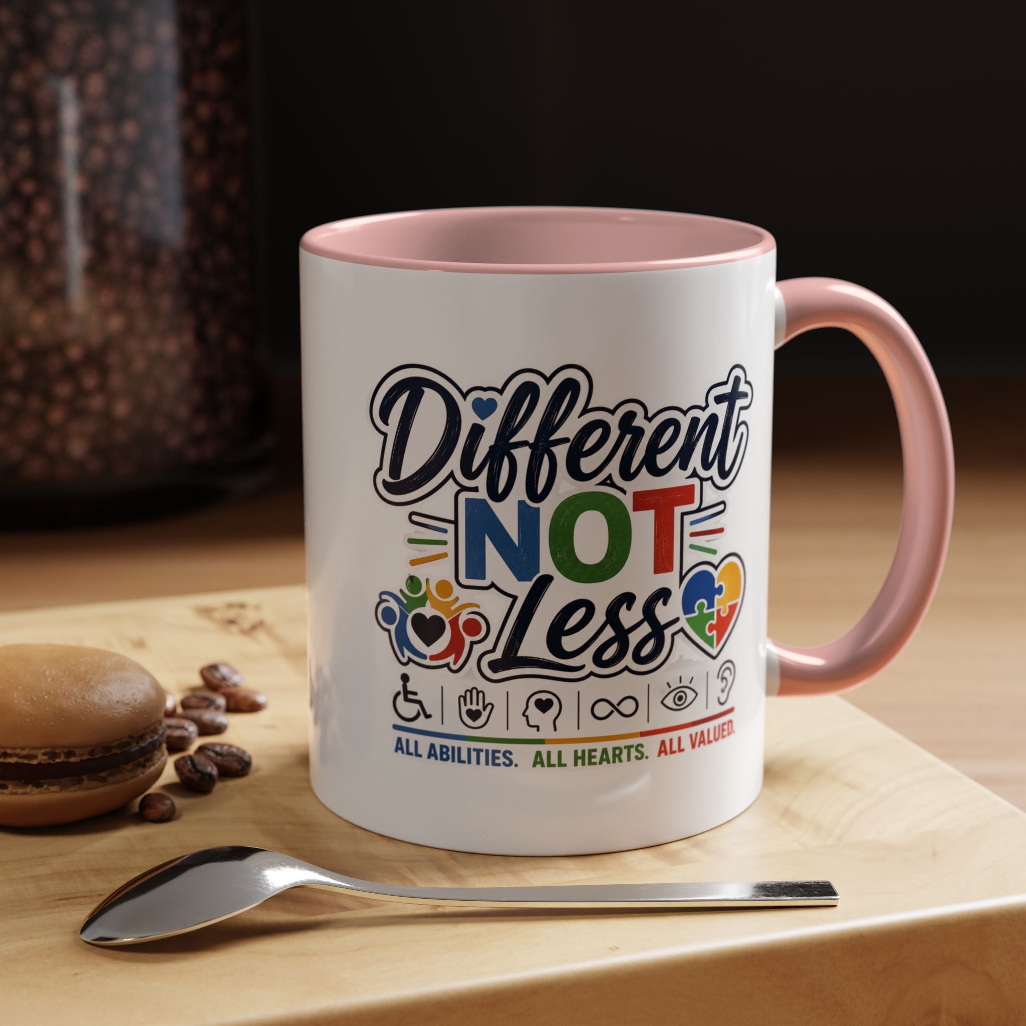 Different Not Less Accent Coffee Mug – Disability Pride Inspirational 11/15oz