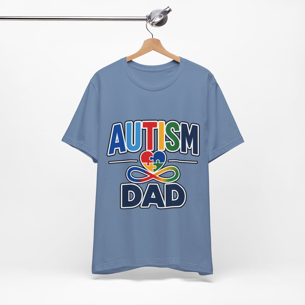 Autism Dad Shirt | Proud Autism Father T-Shirt | Colorful Puzzle Heart Infinity Design | Autism Awareness Gift for Dad | Autism Acceptance Tee