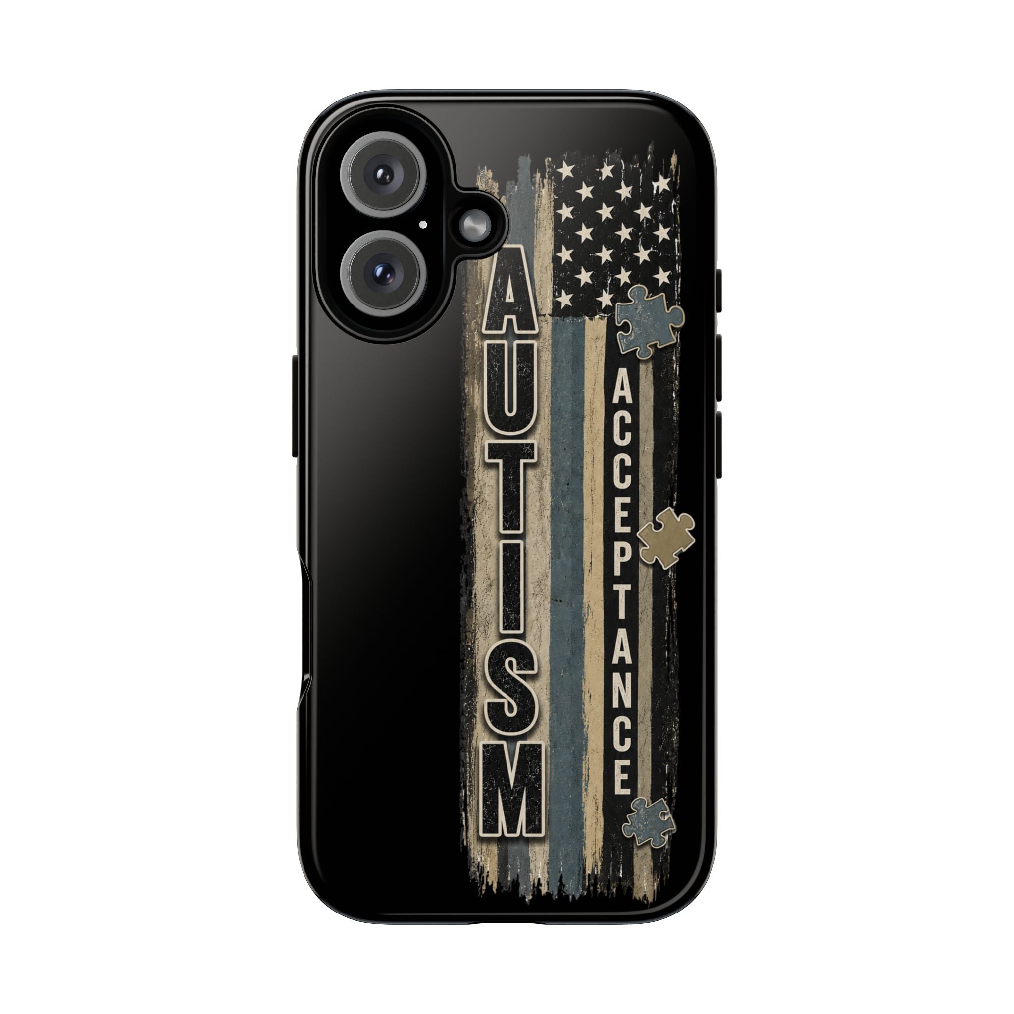 Autism Acceptance Phone Case Puzzle Piece Flag iPhone Samsung Tough Case Autism Awareness Neurodiversity Gift Special Needs Case