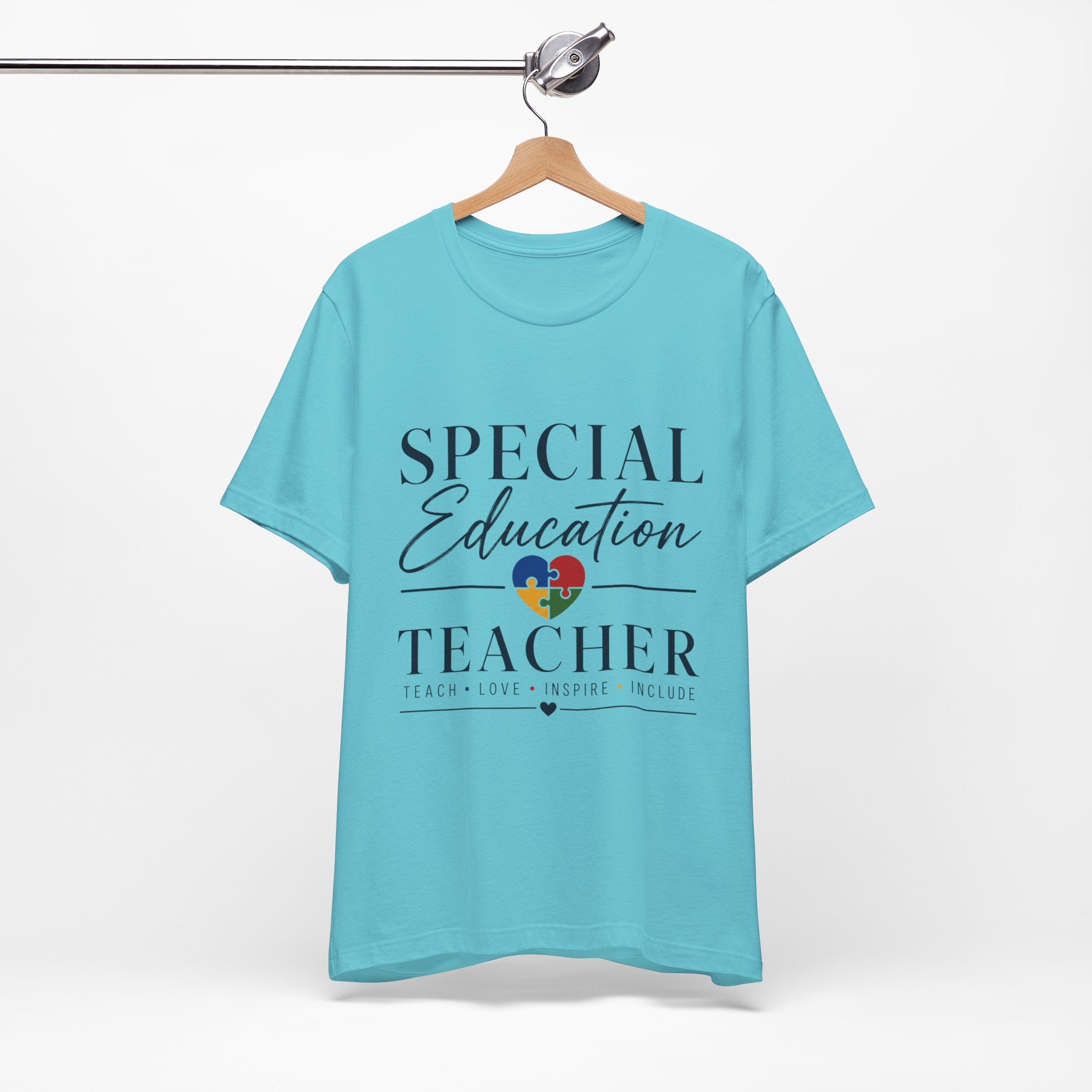 Special Education Teacher Shirt | Teach Love Inspire T-Shirt | Puzzle Heart Graphic Tee | Autism Acceptance Gift | Inclusive Teacher